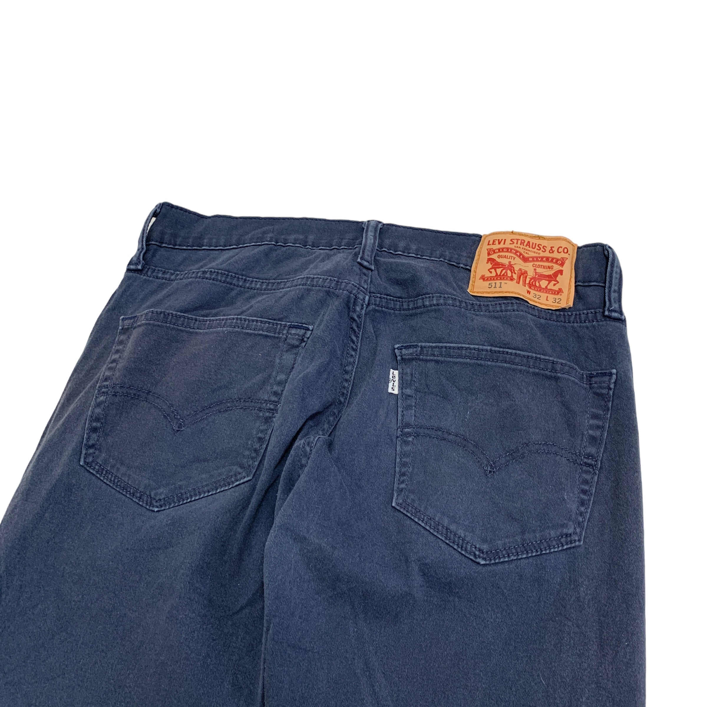 Levis 511 Trousers W32 L31 Mens Navy Blue Slim Fit Stretch Cotton Pants