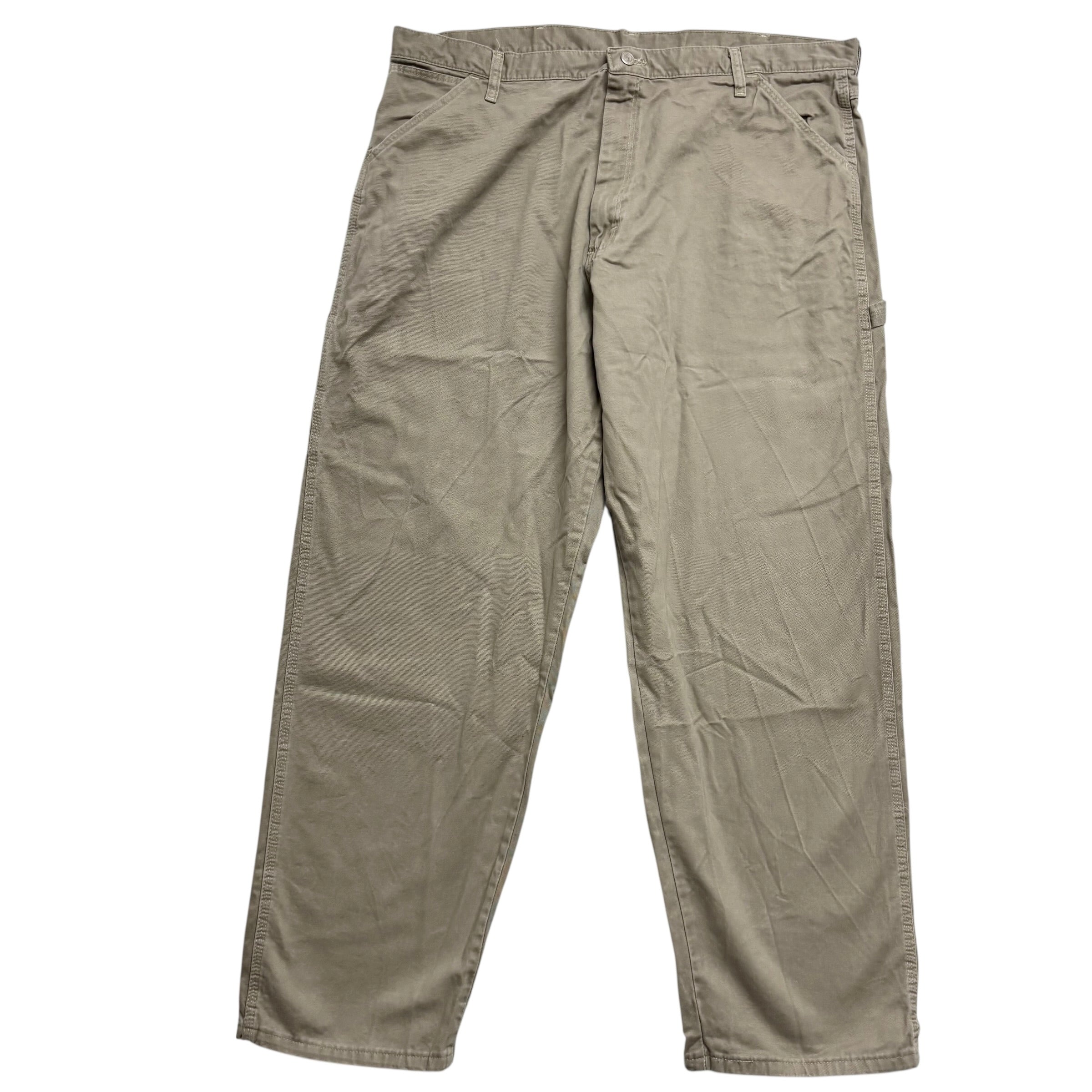 Wrangler Carpenter Trousers W42 L32 Mens Beige Relaxed Baggy Fit Pants (E)