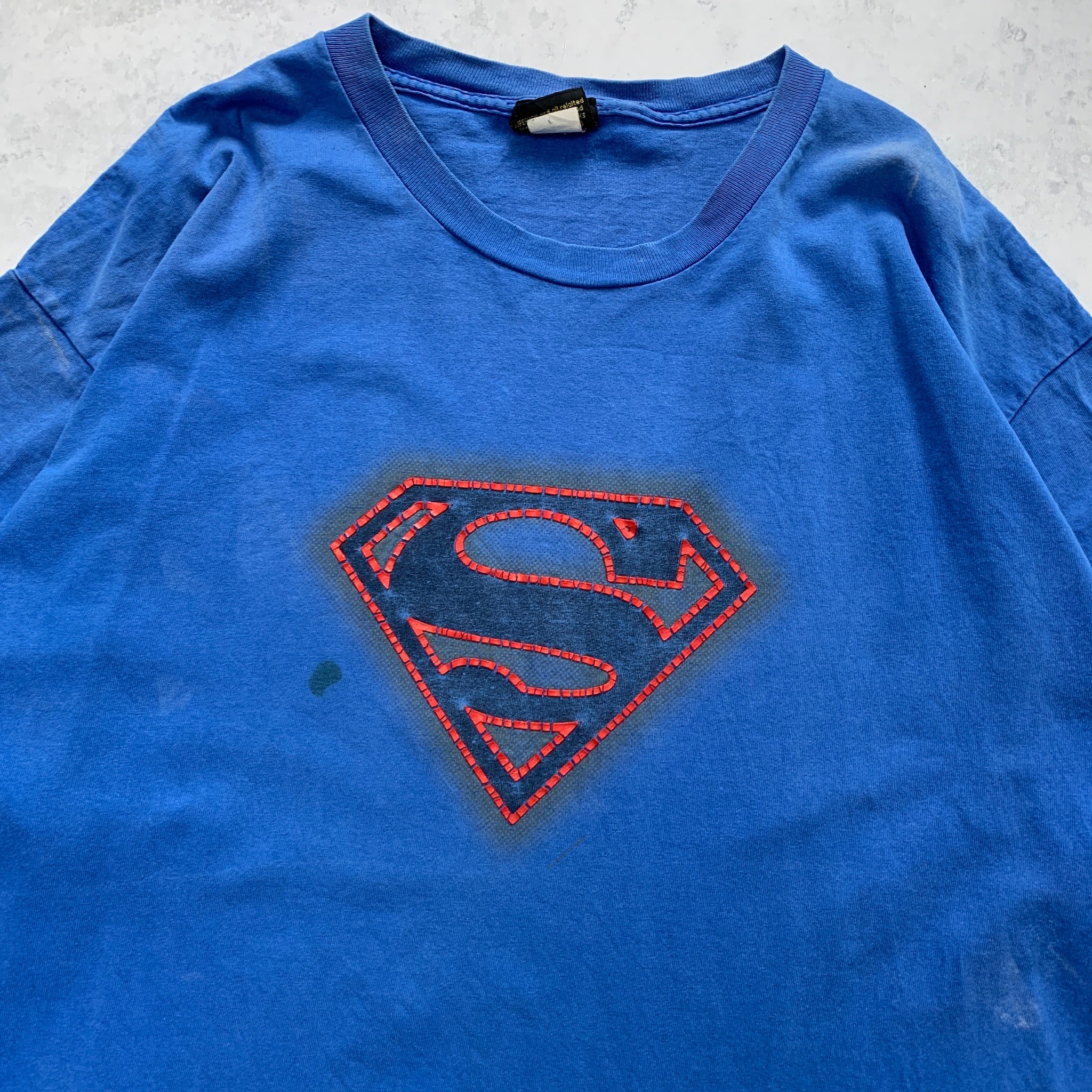 Vintage T Shirt Mens XL Blue Superman Graphic Print Logo Movie Film DC Comics