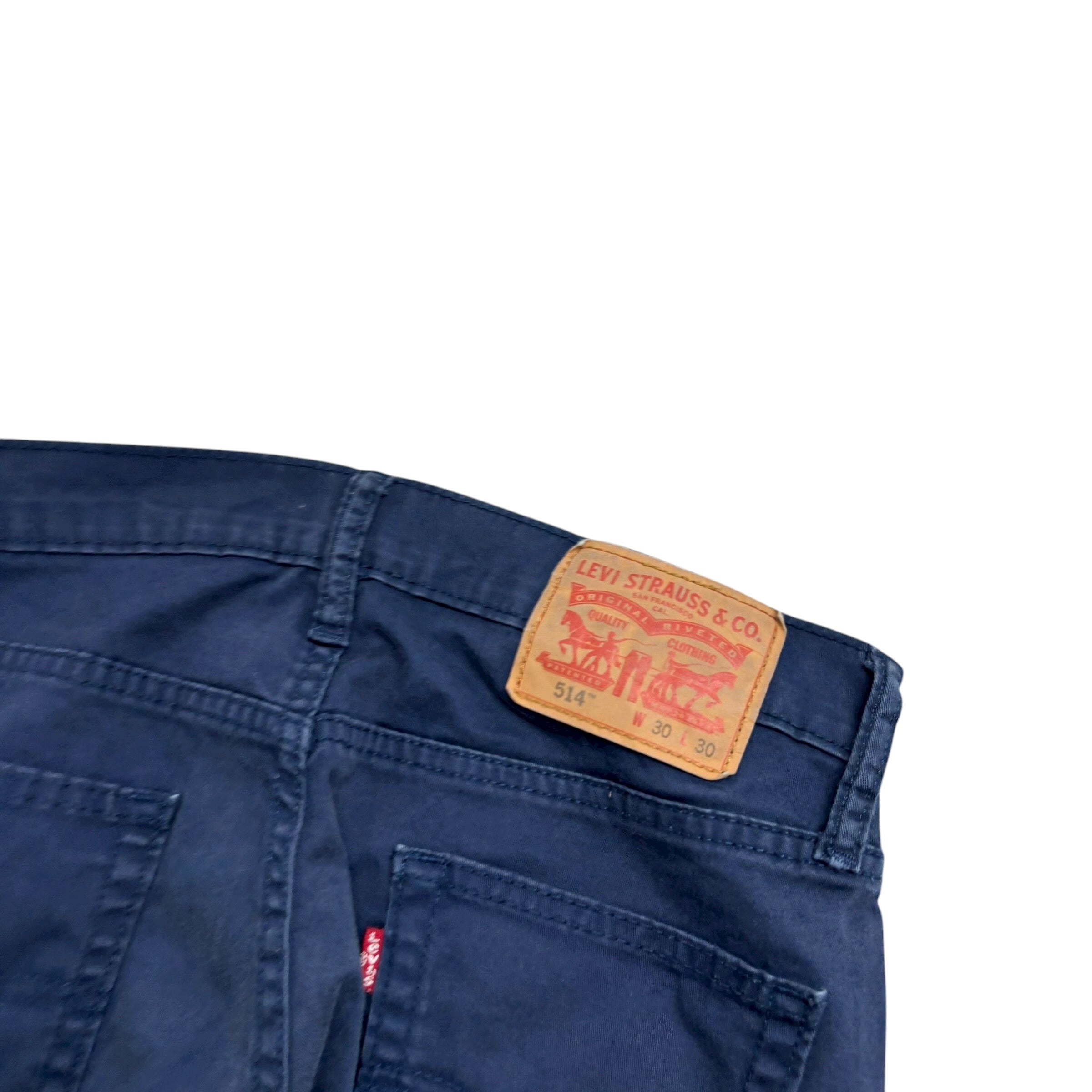 Levis 514 Trousers W30 L30 Mens Navy Blue Regular Straight Fit Stretch Pants (E)