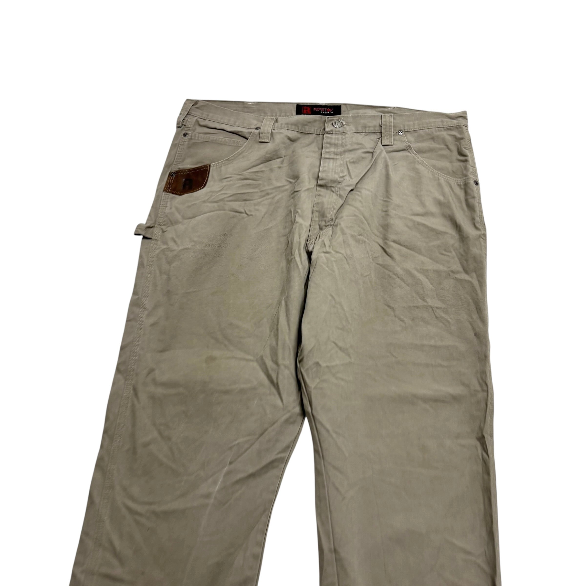 Wrangler Carpenter Pants W42 L32 Mens Beige Relaxed Straight Fit Trousers
