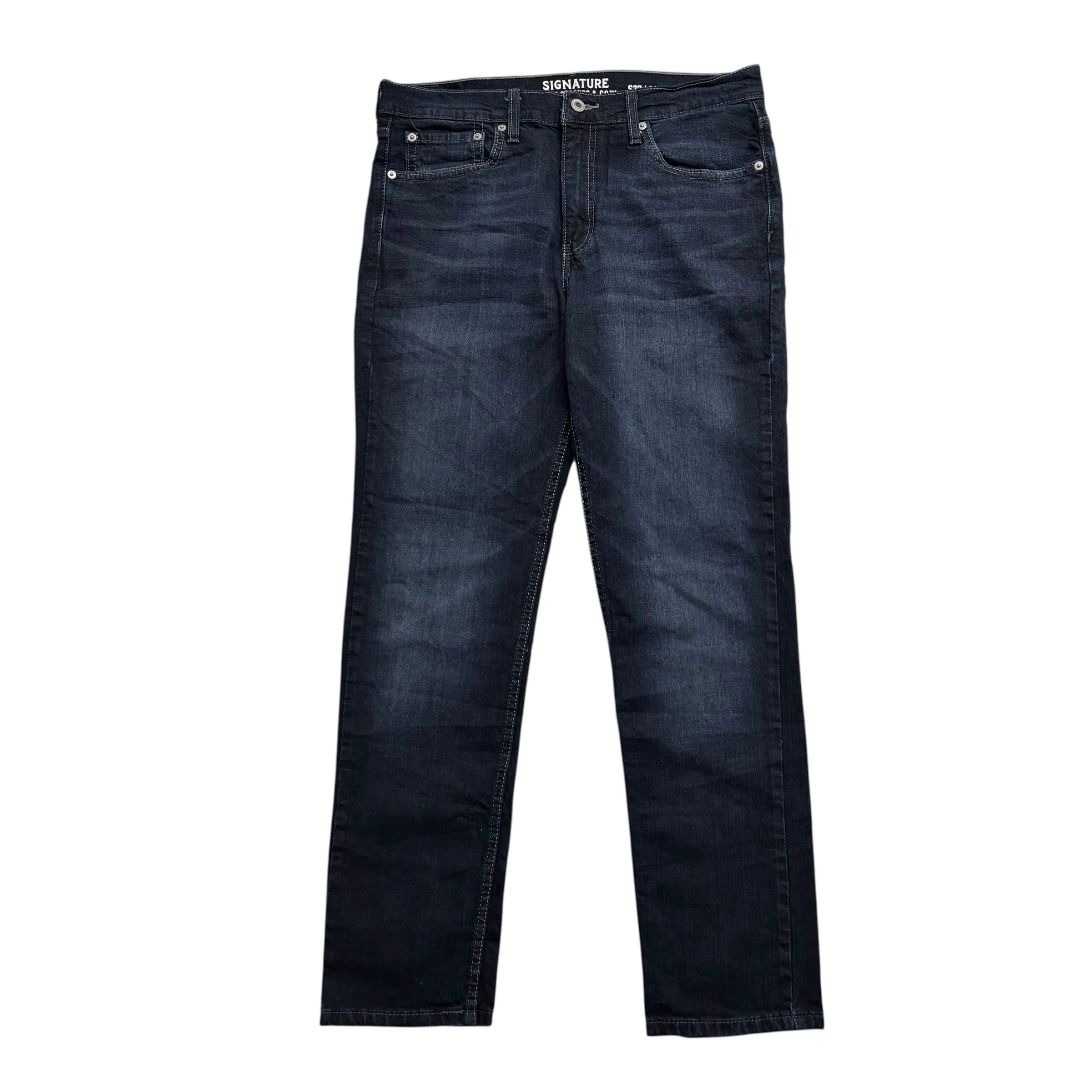 Levis Signature Jeans W33 L30 Mens Dark Blue Slim Fit Stretch Denim (E)