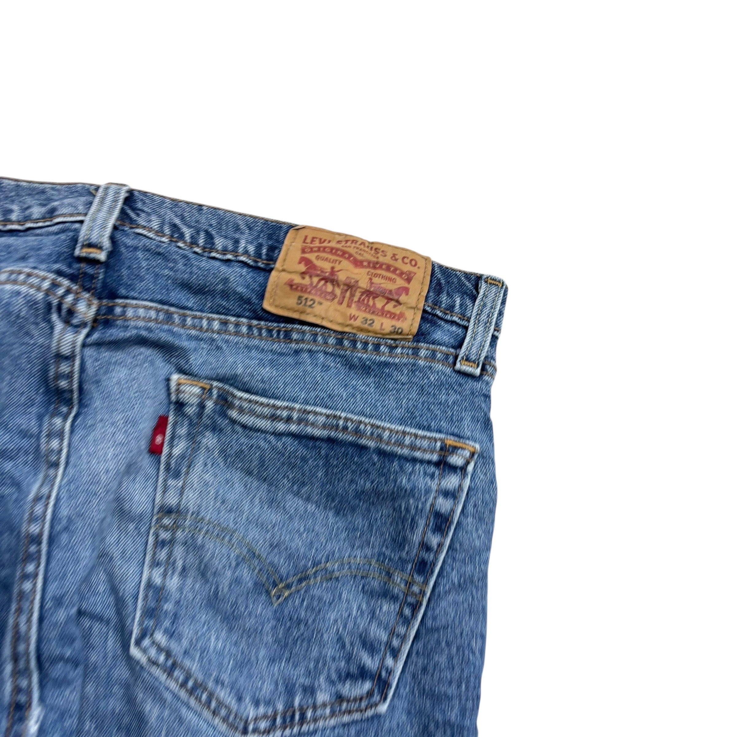 Levis 512 Jeans W32 L30 Mens Mid Blue Slim Tapered Fit Stretch Denim