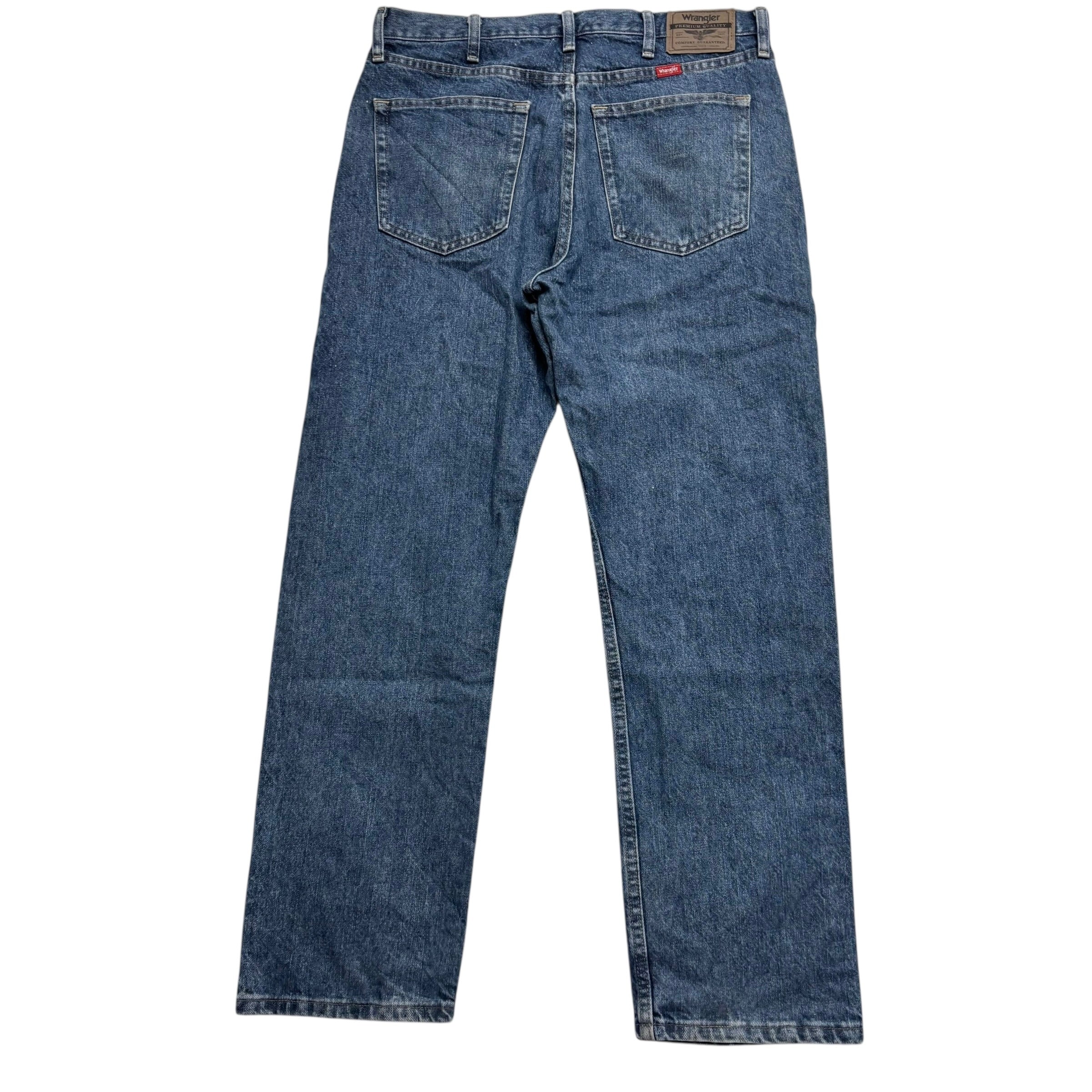 Wrangler Jeans W34 L30 Mens Mid Blue Regular Straight Fit Denim (E)