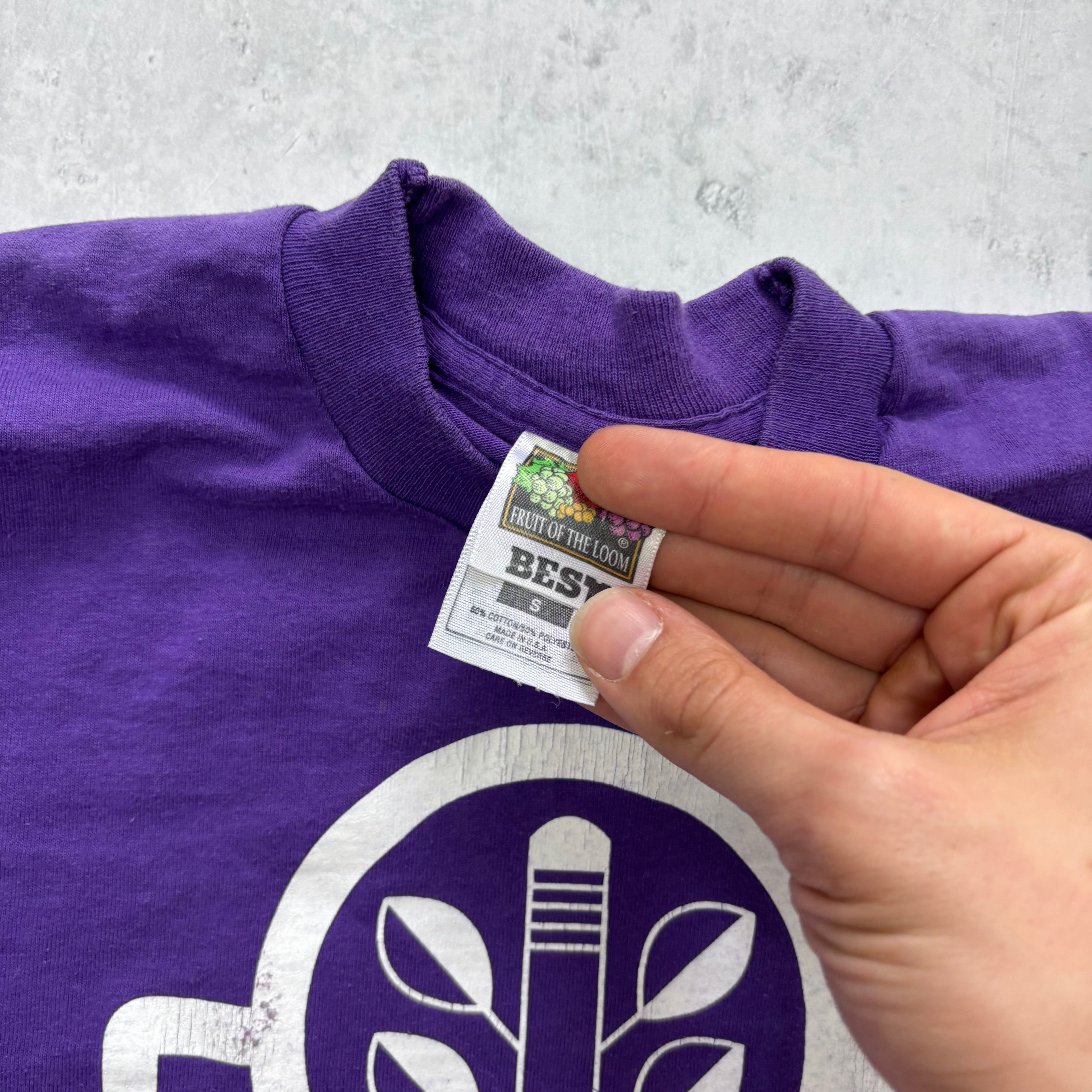 Vintage T Shirt Mens XS Purple Single Stitch Graphic Print 90s USA Books (E)