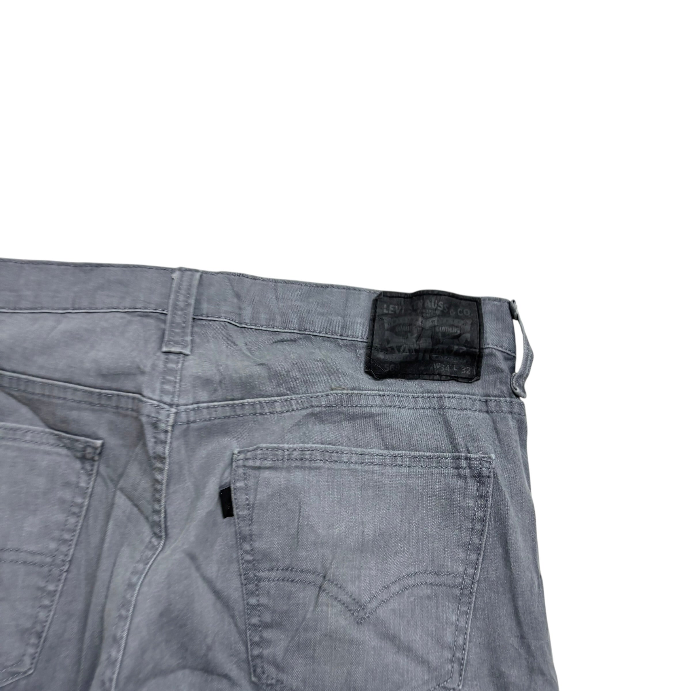 Levis 569 Jeans W34 L31 Mens Grey Baggy Relaxed Straight Fit Stretch Denim (E)