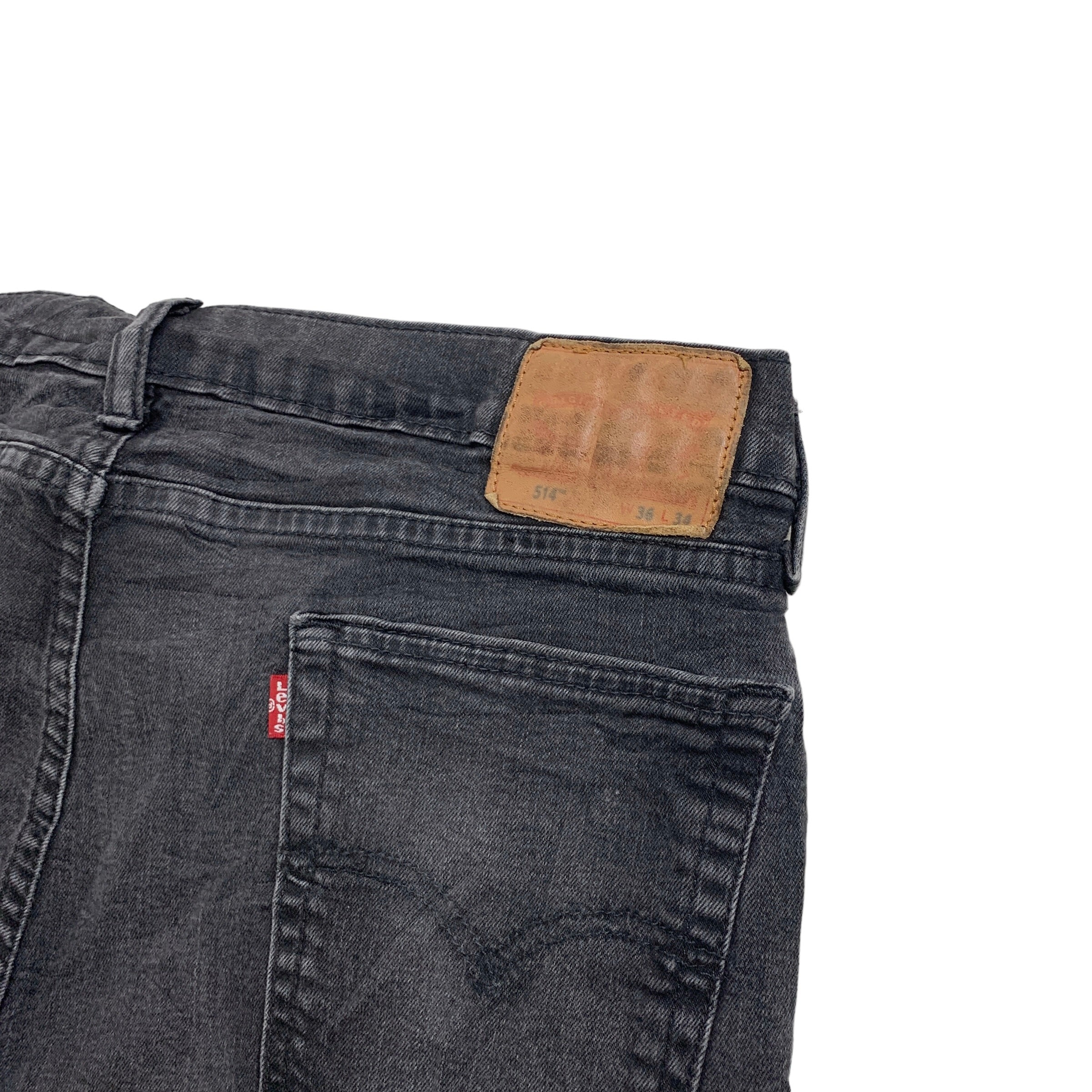 Levis 514 Jeans W36 L34 Mens Black Regular Straight Fit Stretch Denim