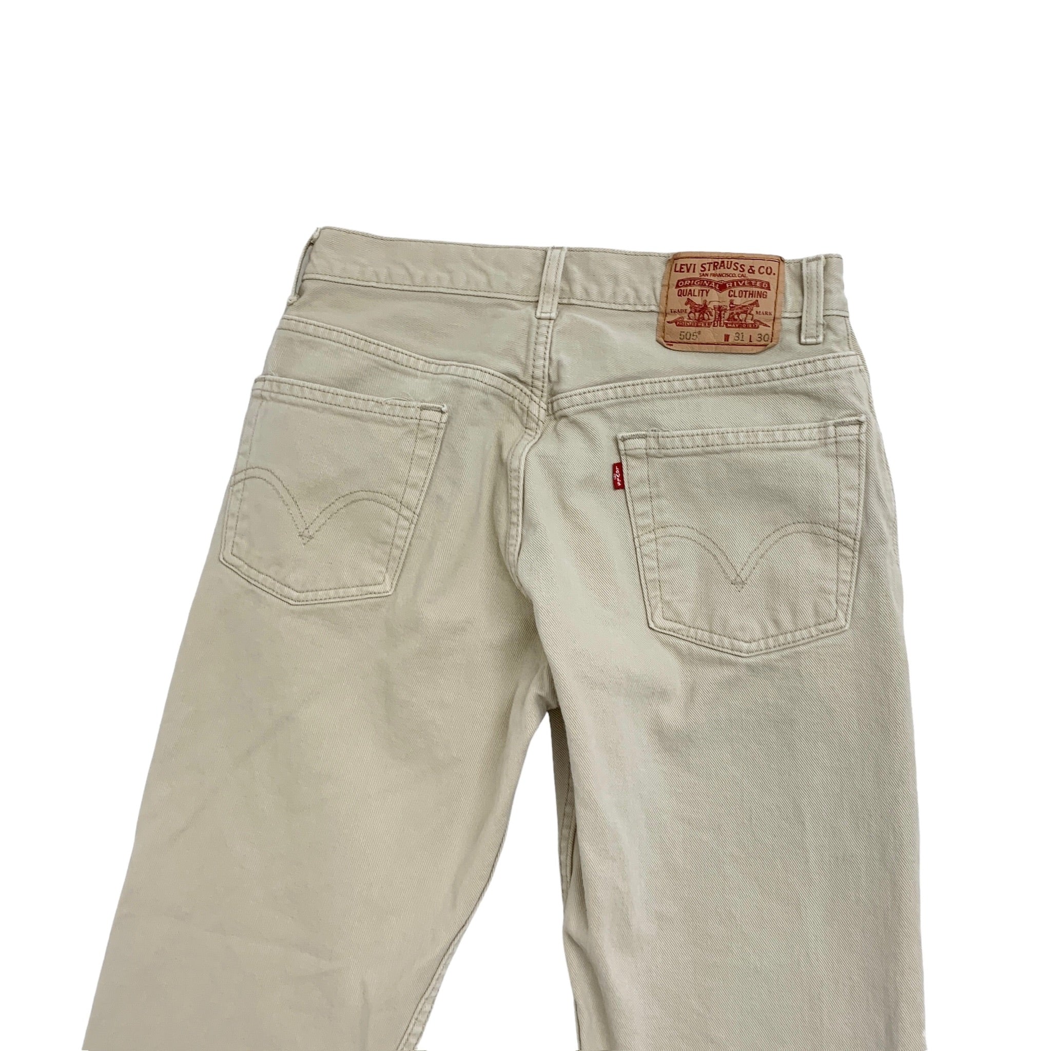 Levis 505 Jeans W30 L30 Mens Cream White Regular Straight Fit Vintage Denim