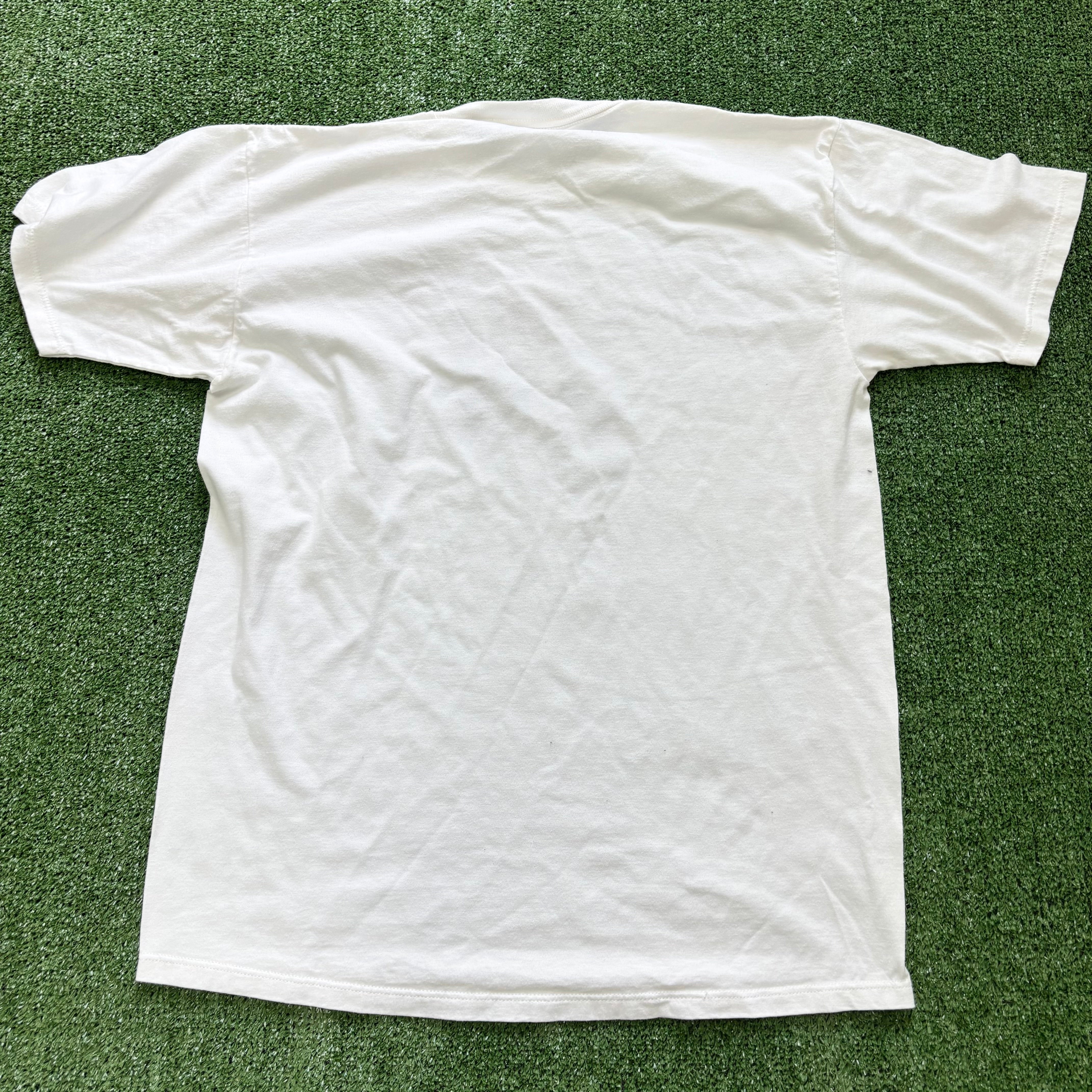Vintage T Shirt Mens Large White Graphic Print 90s USA Vegas