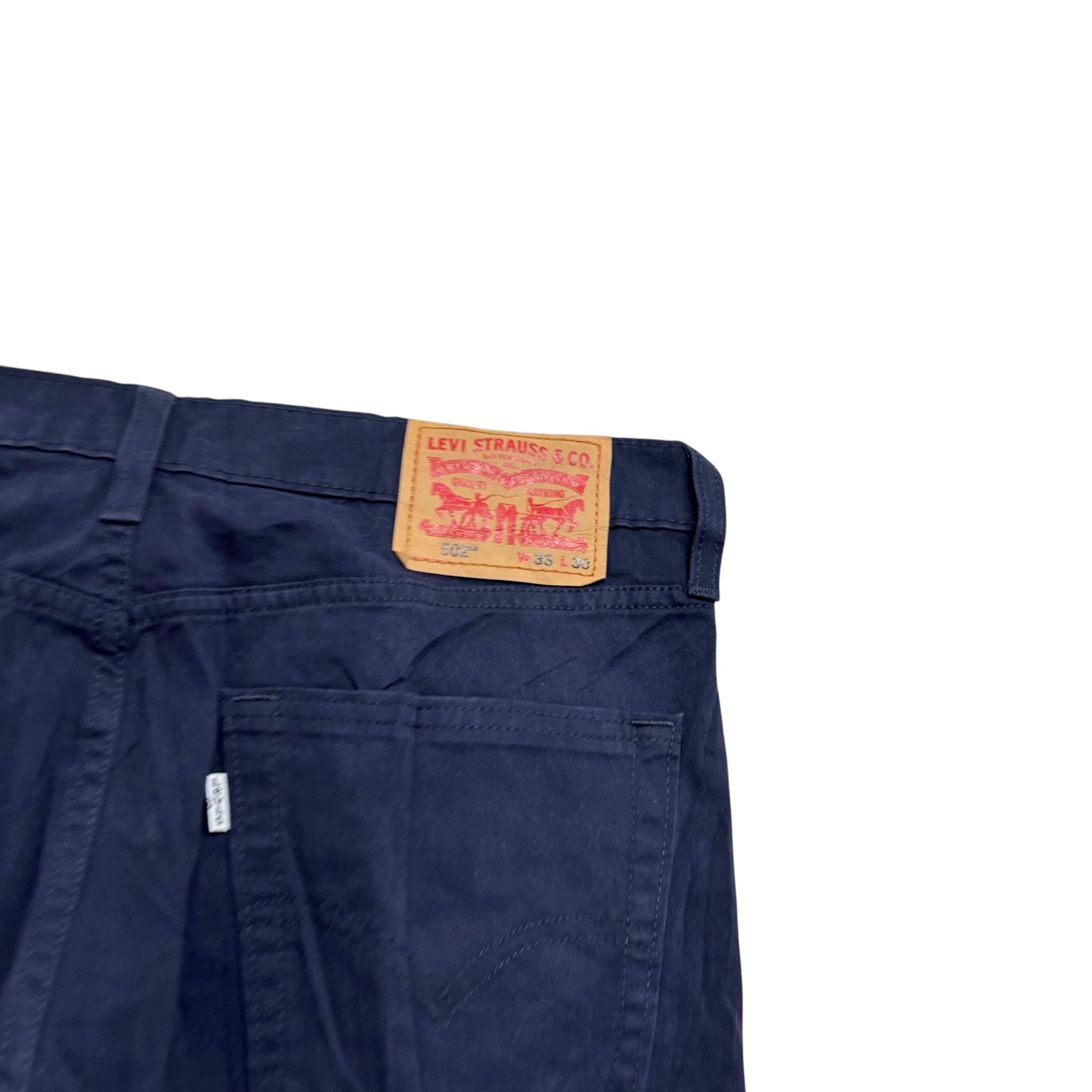Levis 502 Trousers W33 L29 Mens Navy Blue Regular Tapered Fit Stretch (E)