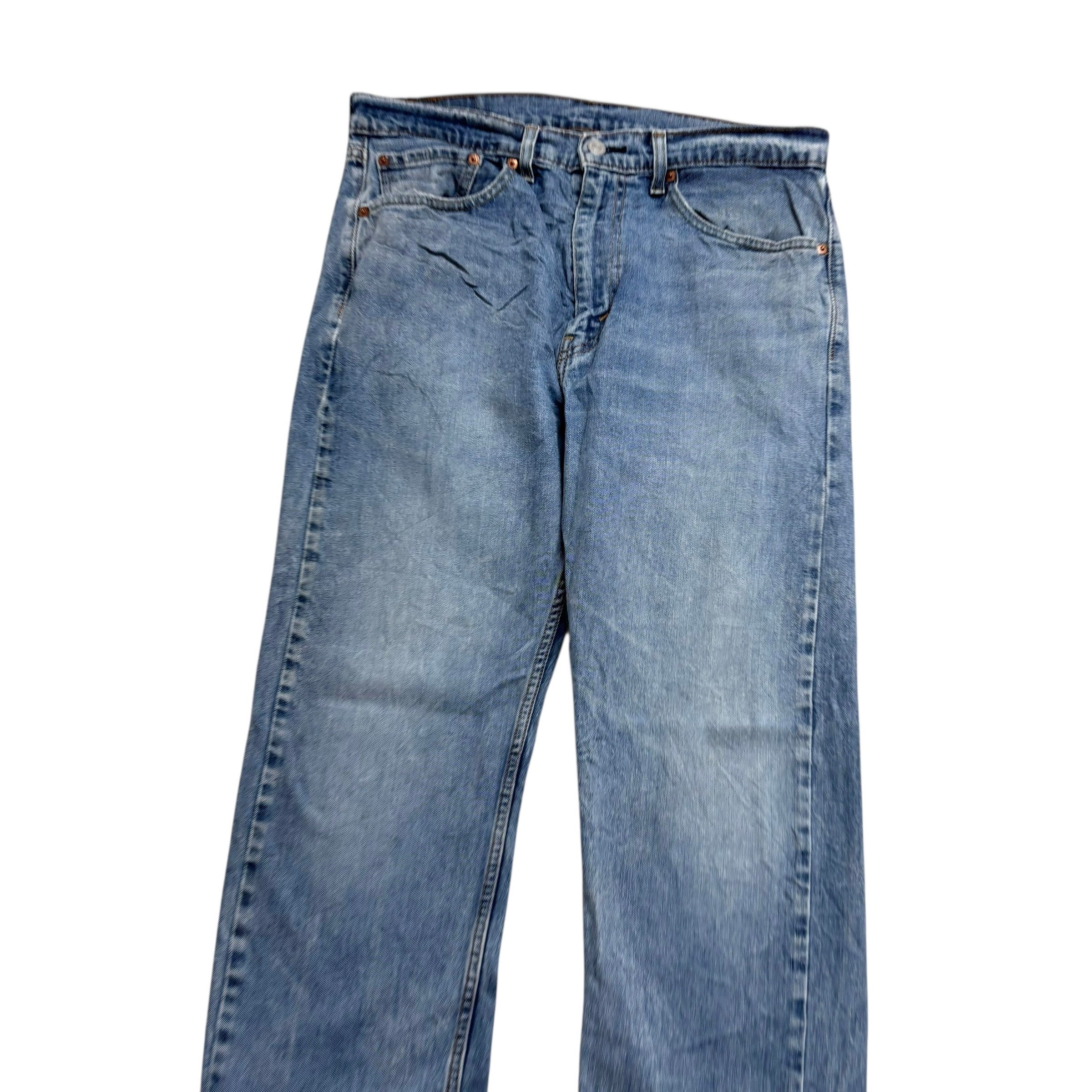 Levis 505 Jeans W33 L30 Mens Light Blue Regular Straight Fit Stretch Denim