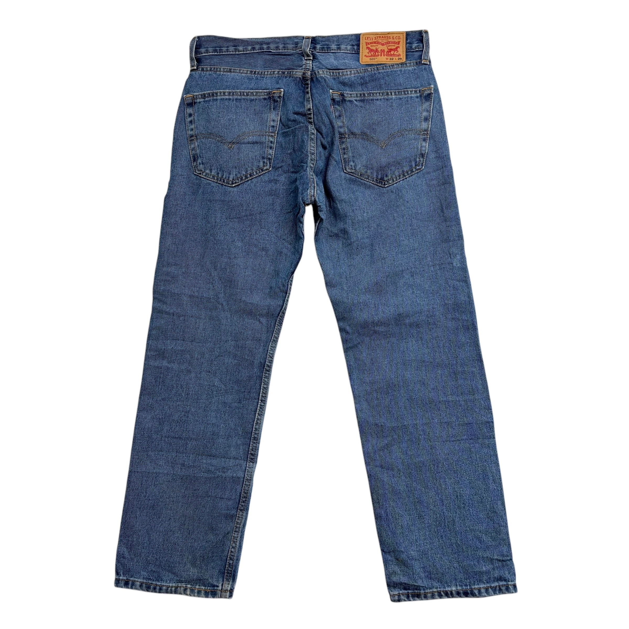 Levis 505 Jeans W32 L29 Mens Mid Blue Regular Straight Fit Denim