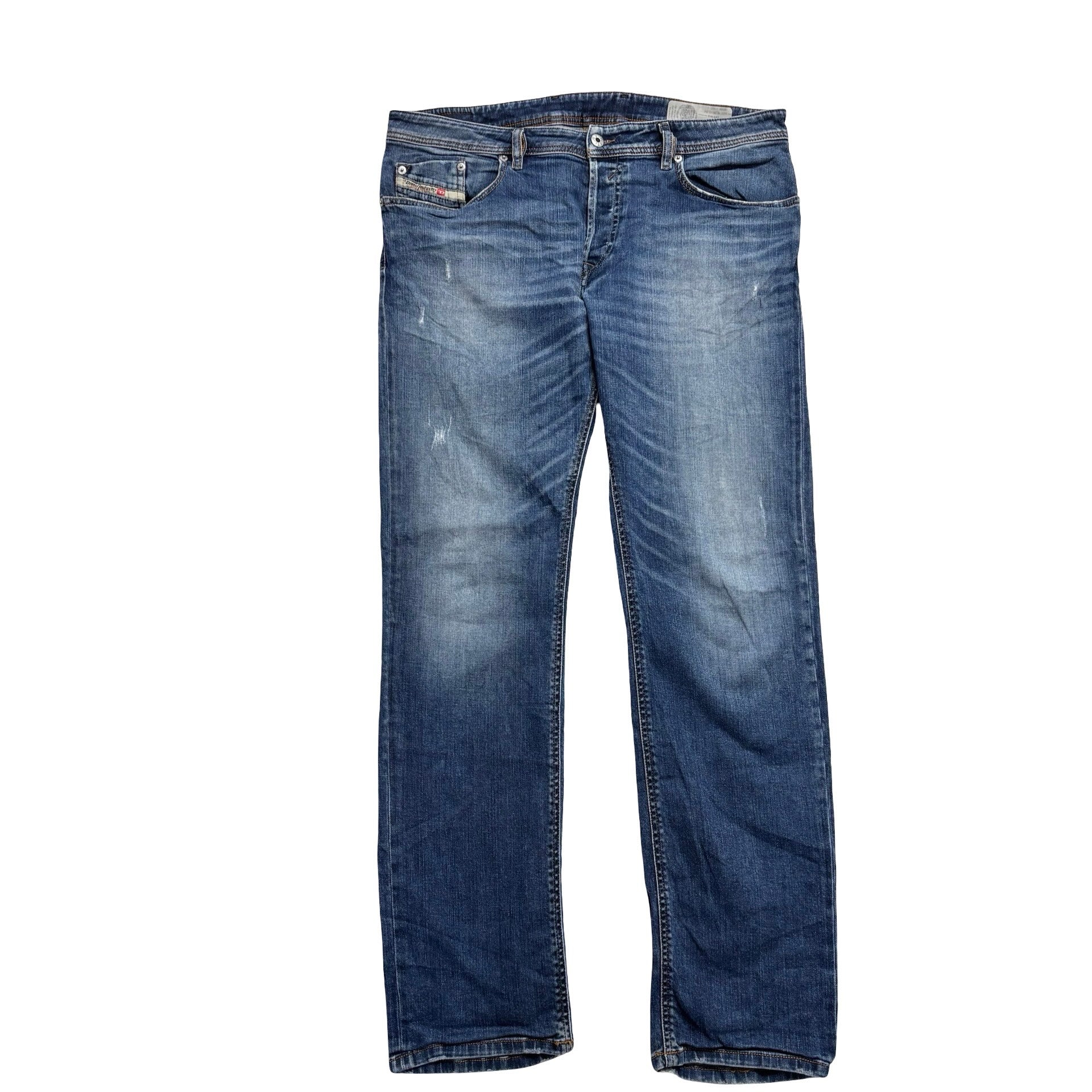 Diesel Waykee Jeans W36 L33 Mens Mid Blue Regular Straight Fit Stretch Denim