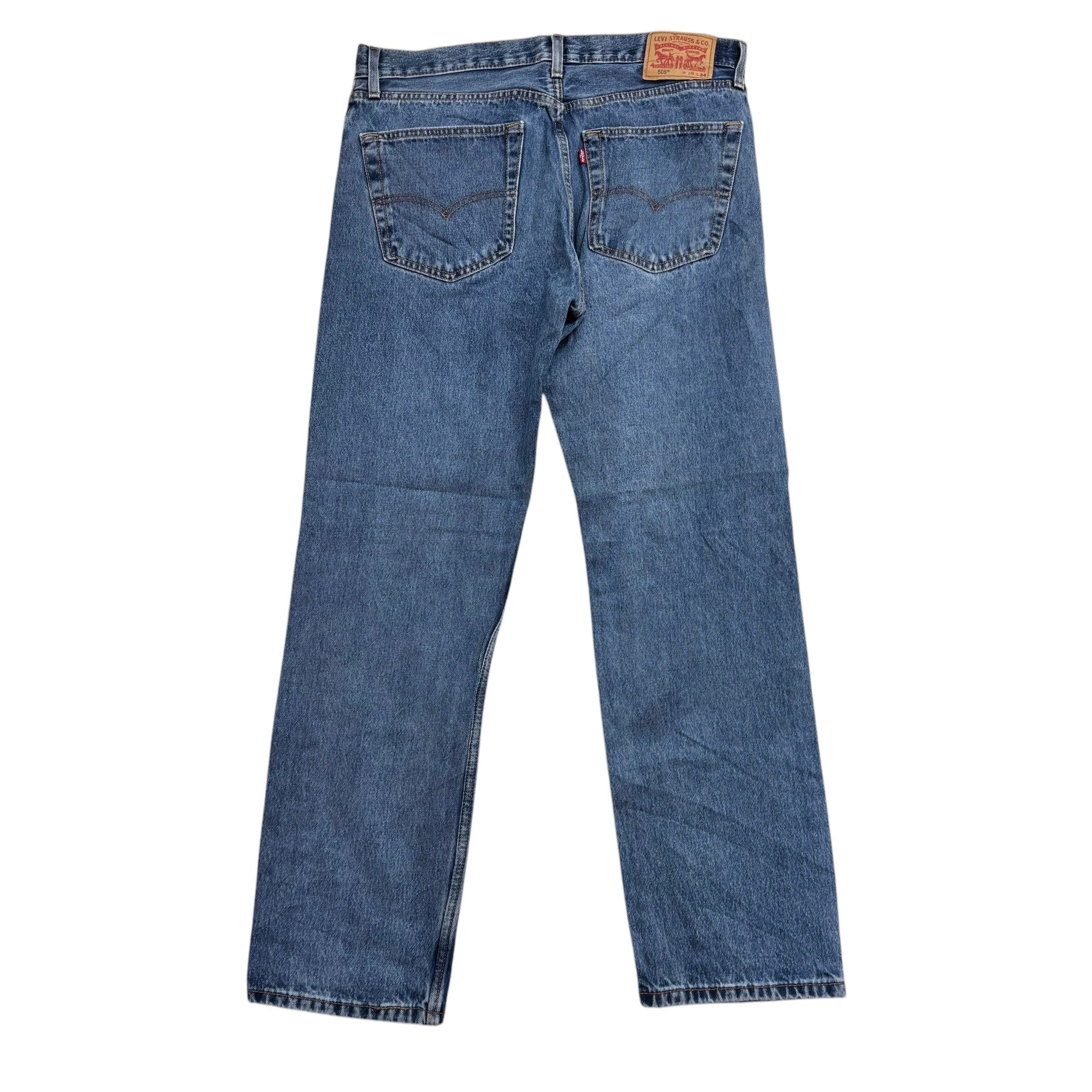 Levis 505 Jeans W36 L32 Mens Light Blue Regular Straight Fit Denim (E)