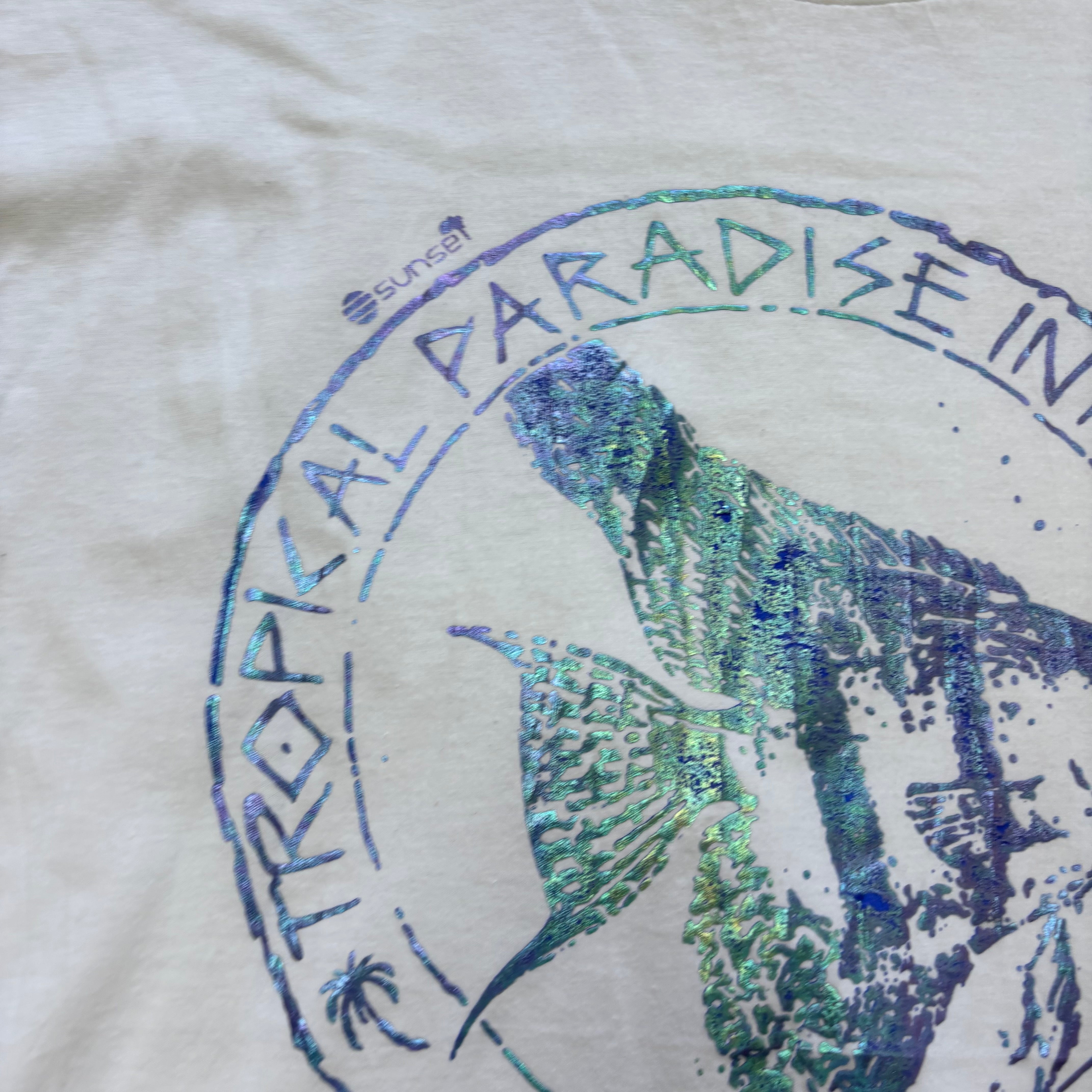 Vintage T Shirt Mens Large White Single Stitch Graphic Print 90s Tourist (E)