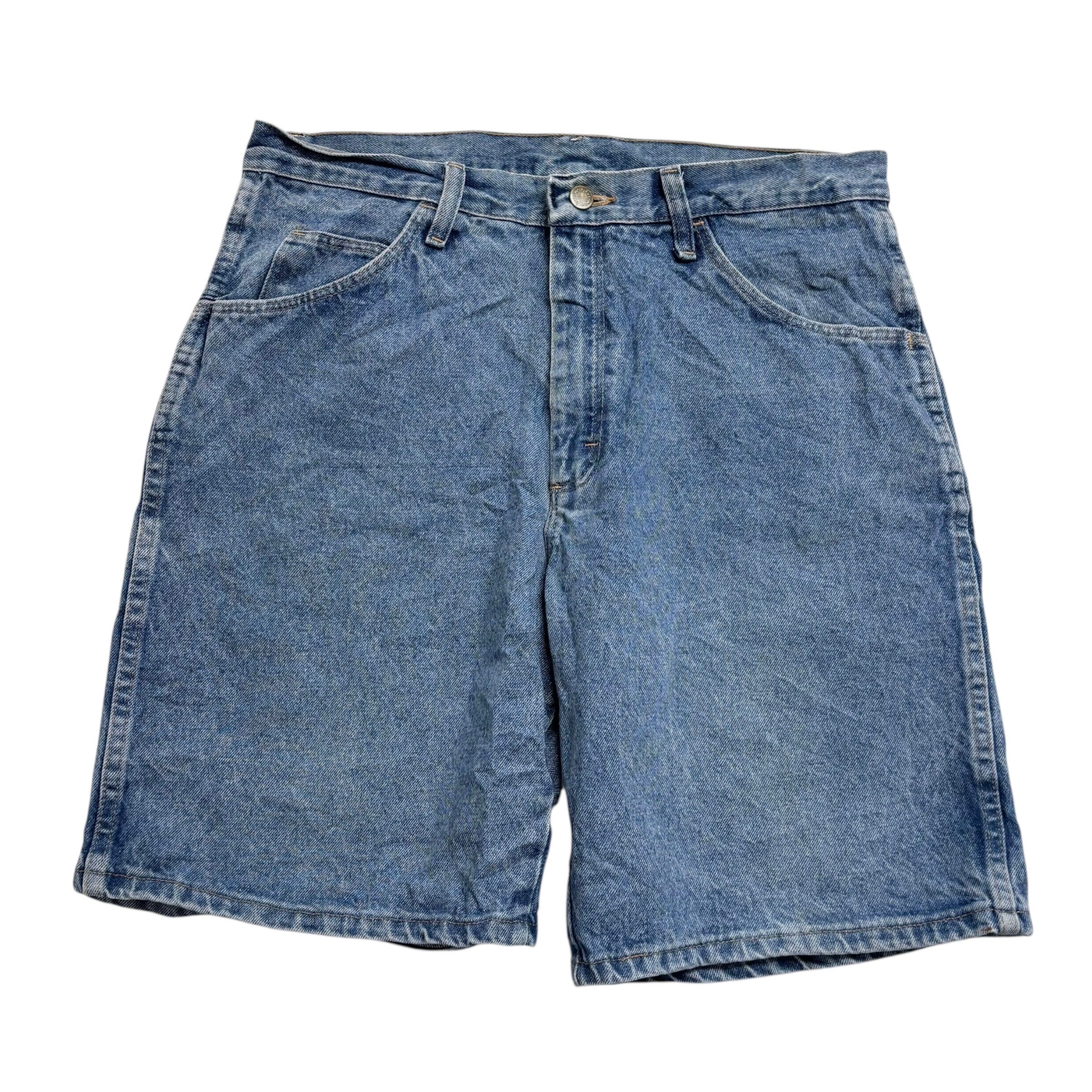 Vintage Wrangler Baggy Jorts W33 Mens Denim Shorts Mid Blue Relaxed Fit
