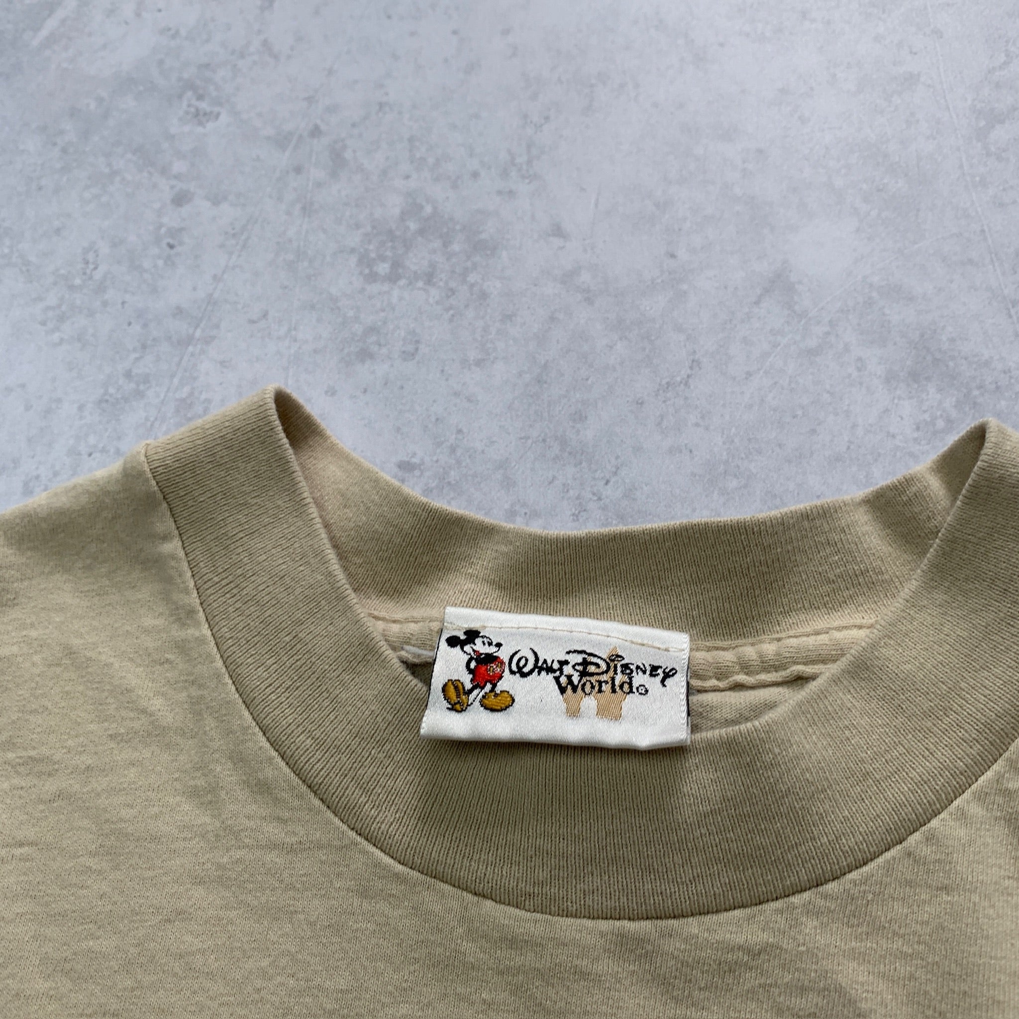 Vintage T Shirt Mens Medium Beige Tan Single Stitch Graphic Print 90s Disney