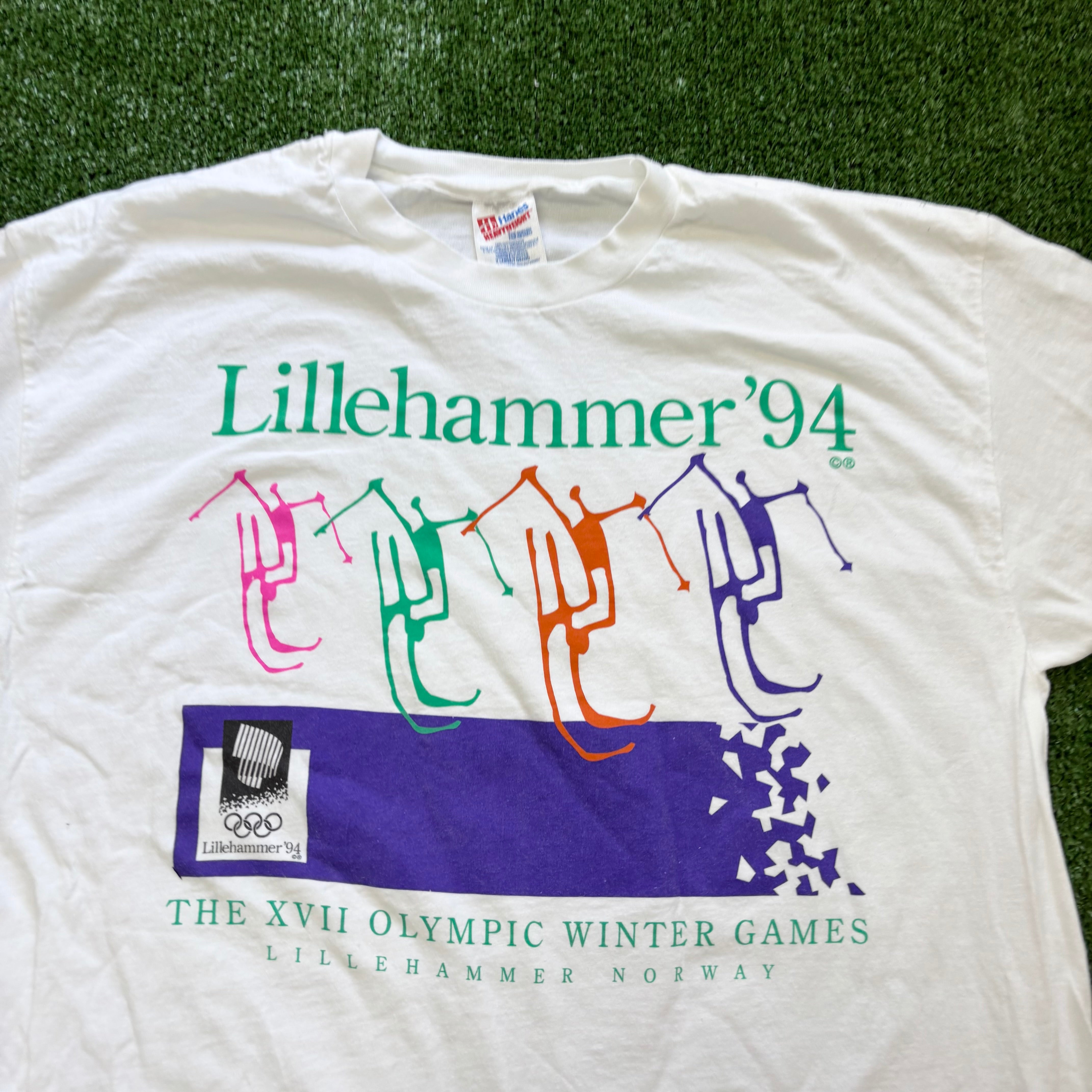 Vintage T Shirt Mens XL White Single Stitch Graphic Print 90s Olympics (E)
