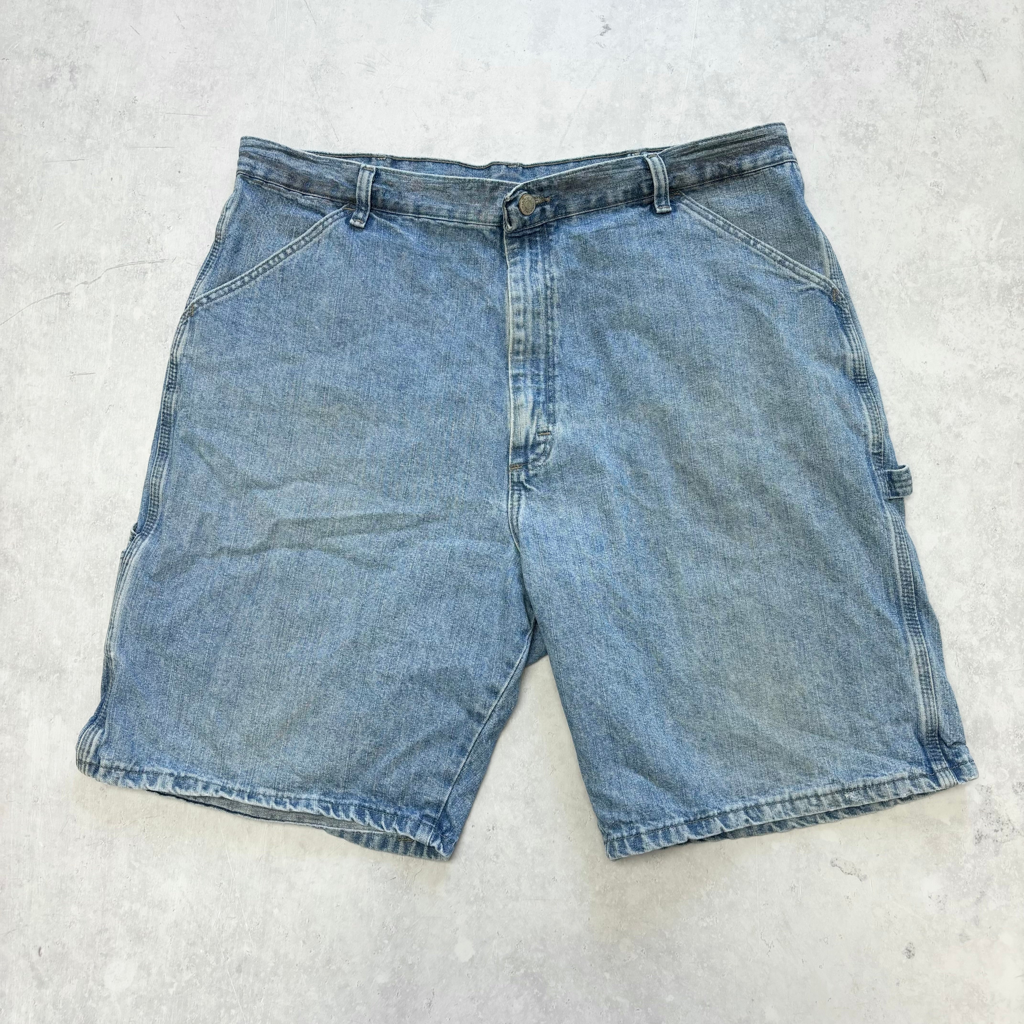 Vintage Wrangler Jorts W38 Mens Denim Shorts Light Blue Baggy Relaxed Carpenter