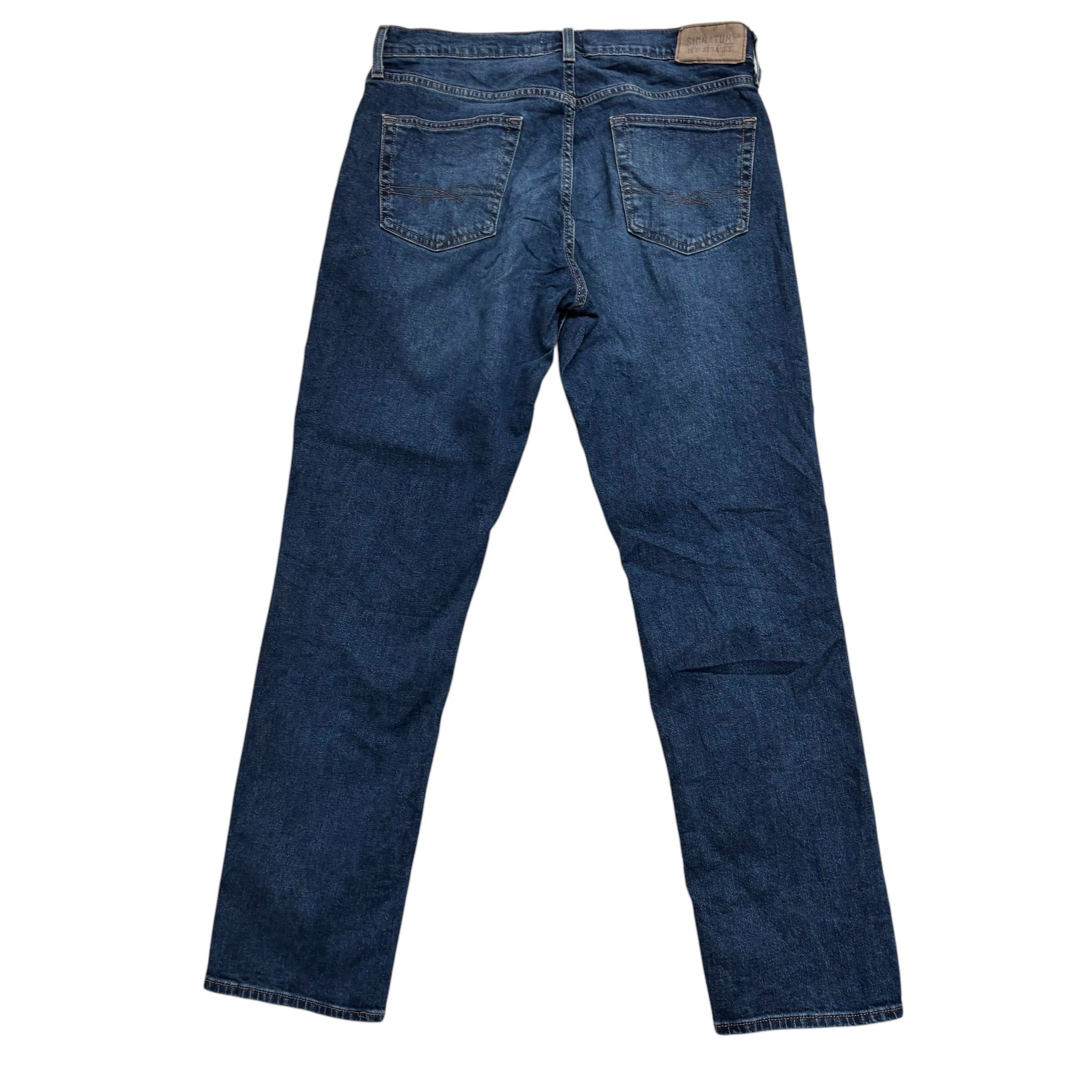 Levis Signature Jeans W34 L32 Mens Dark Blue Athletic Tapered Fit Stretch (E)