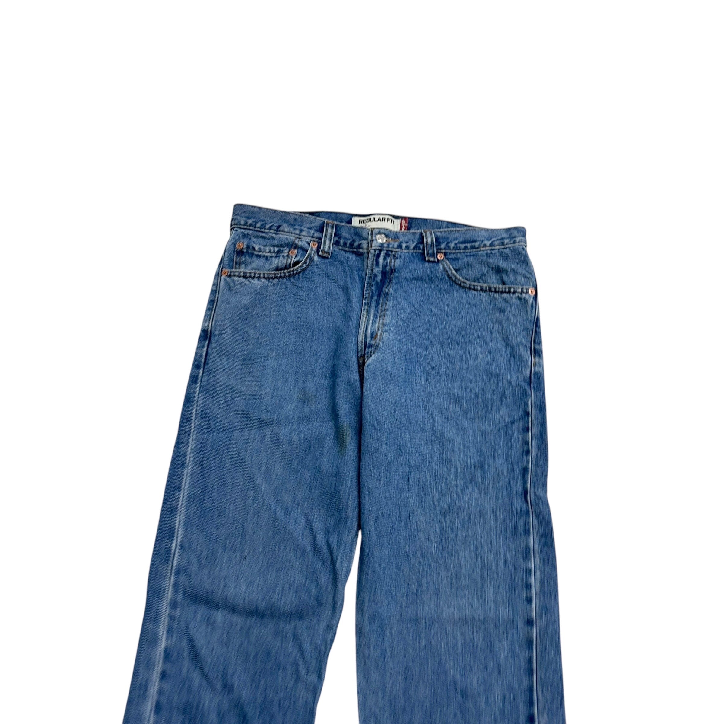 Levis 505 Jeans W34 L34 Mens Mid Blue Regular Straight Fit Vintage Denim (F)