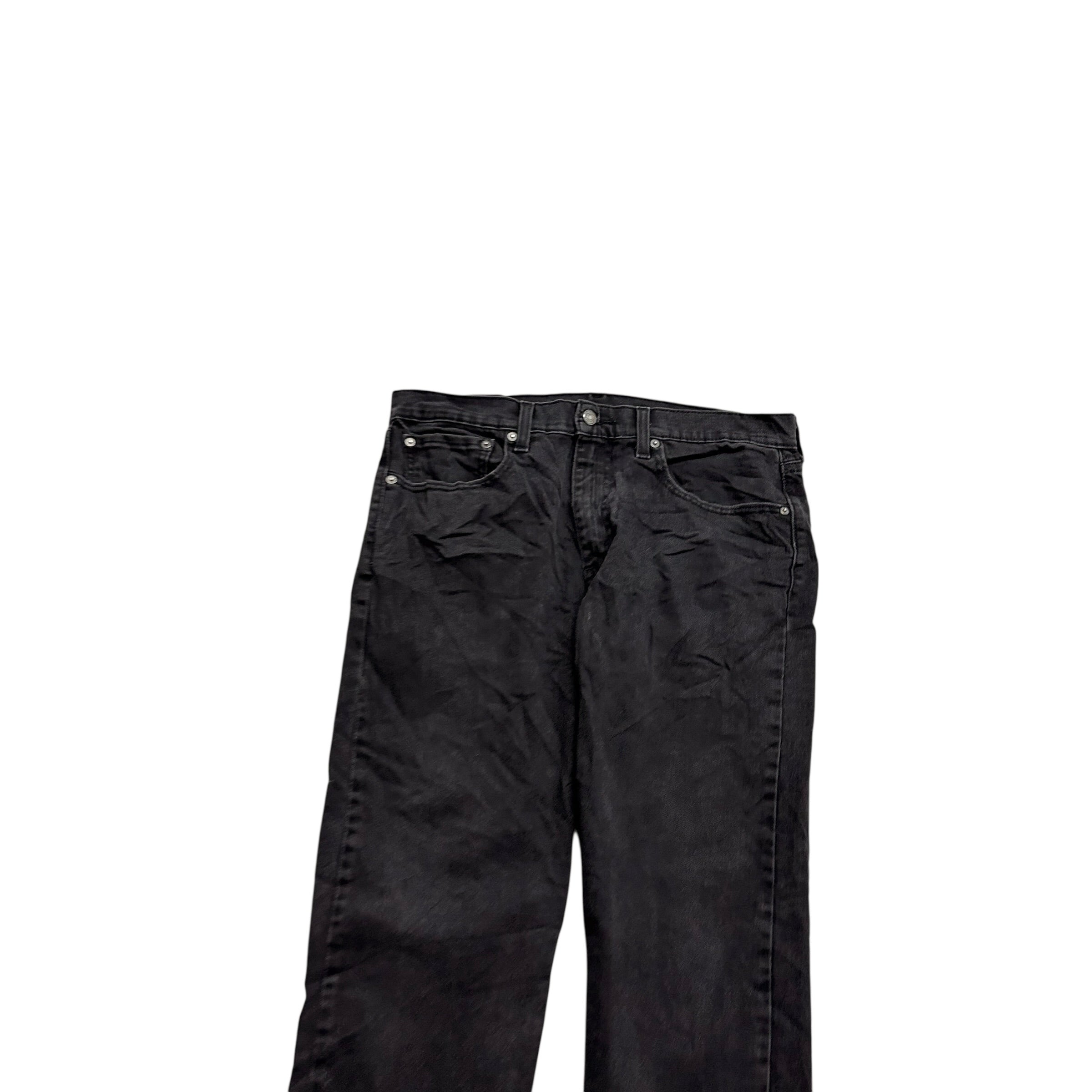Levis 502 Jeans W34 L30 Mens Black Regular Tapered Fit Stretch Denim (E)