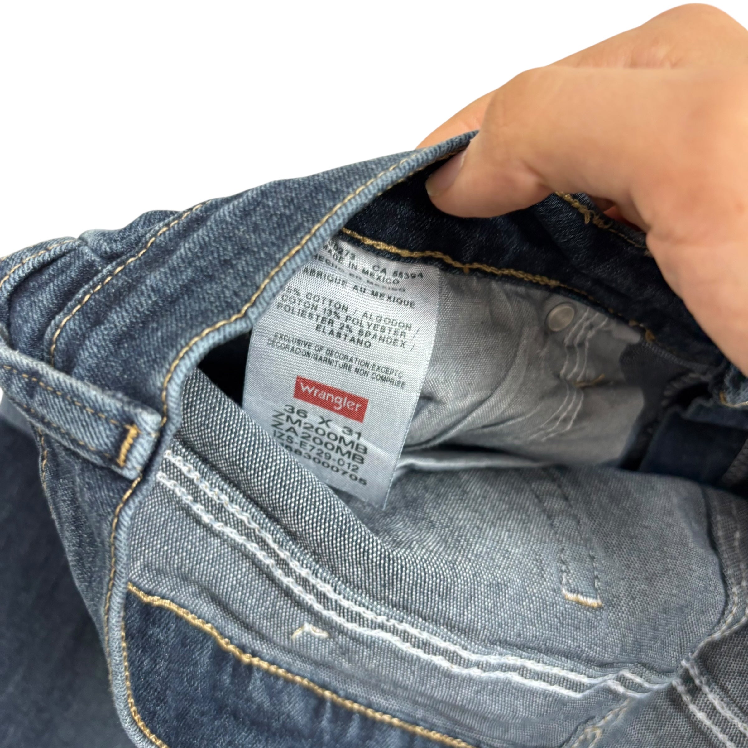 Wrangler Jeans W36 L31 Mens Dark Blue Relaxed Straight Fit Stretch Denim (E)