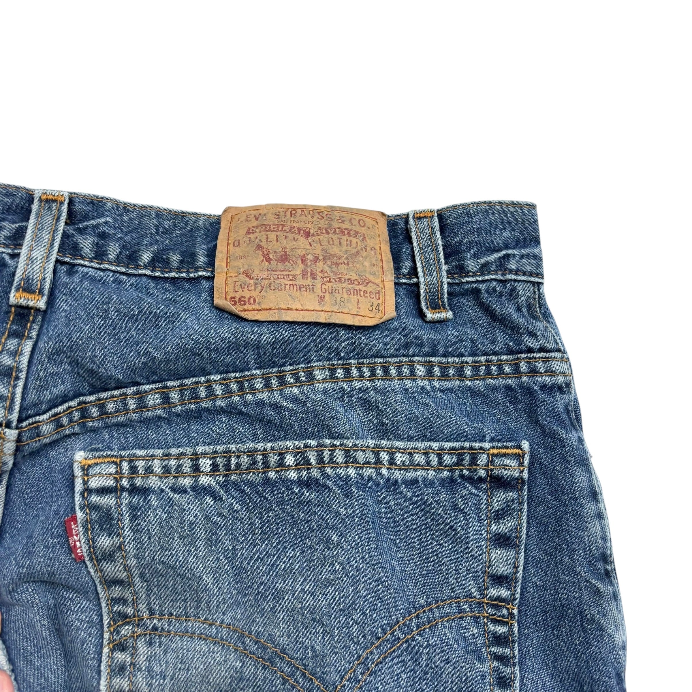 Levis 560 Jeans W36 L33 Mens Mid Blue Relaxed Tapered Fit Vintage USA Made