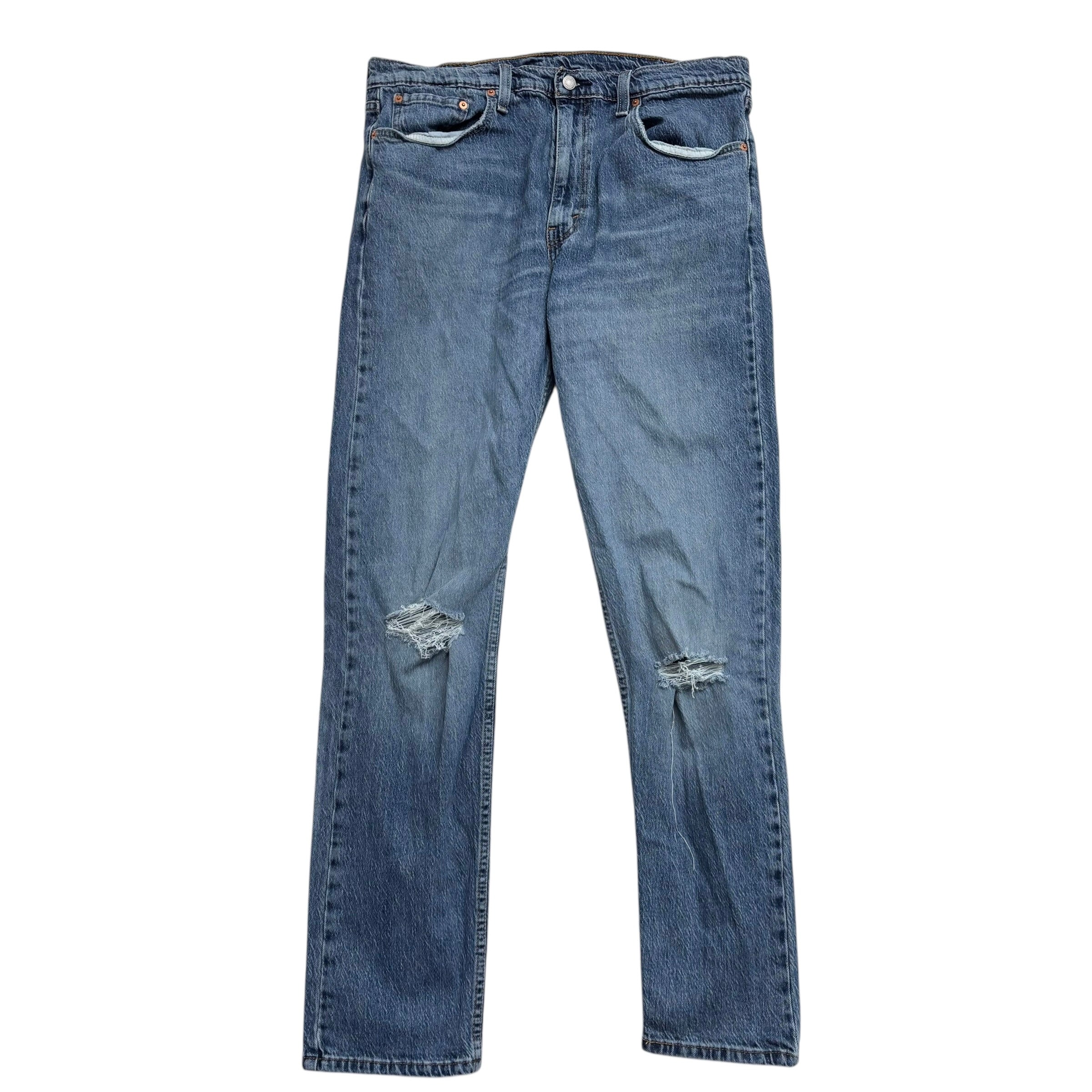 Levis 502 Jeans W38 L36 Mens Light Blue Regular Tapered Fit Stretch Distressed