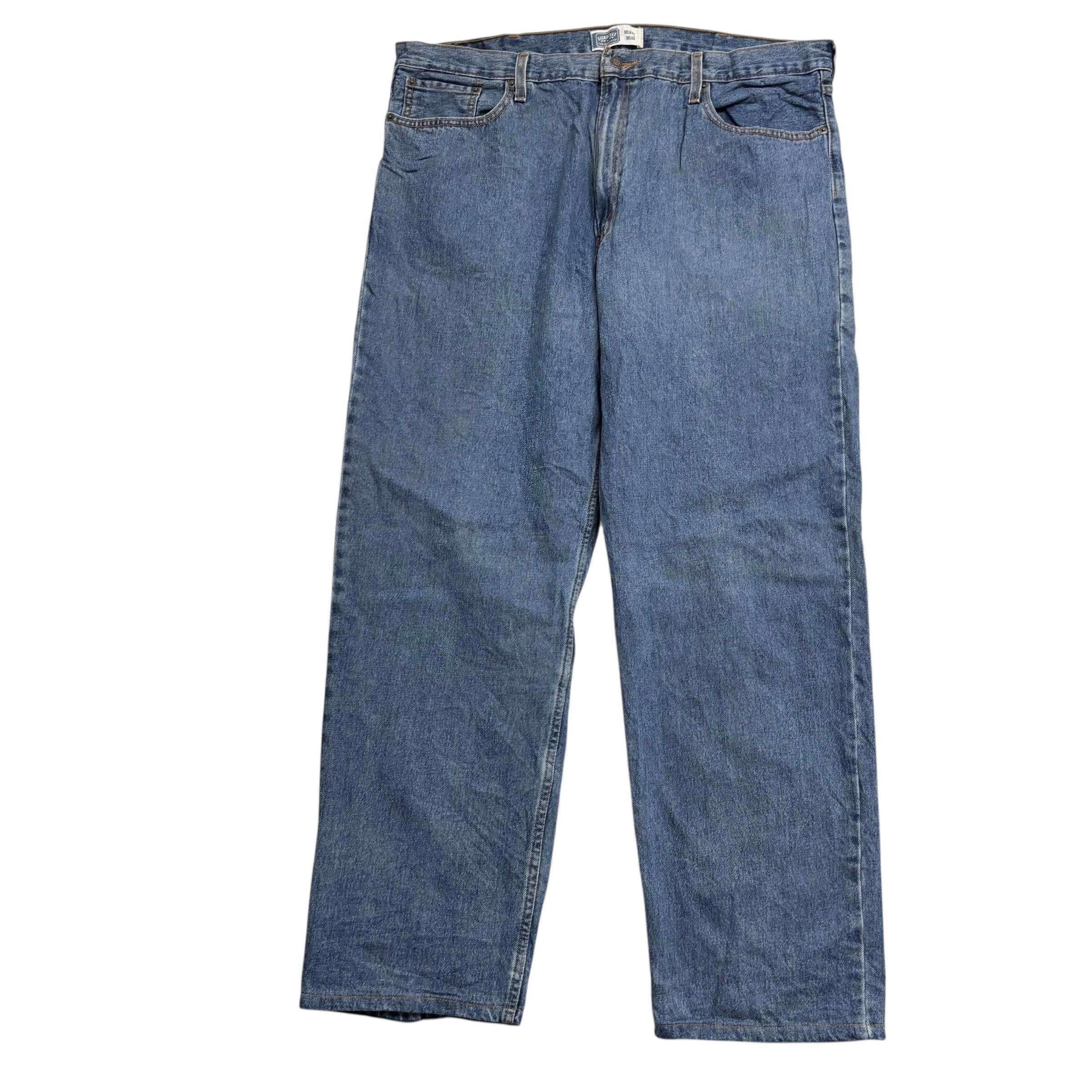 Levis Signature Jeans W42 L31 Mens Mid Blue Relaxed Straight Fit Vintage Denim