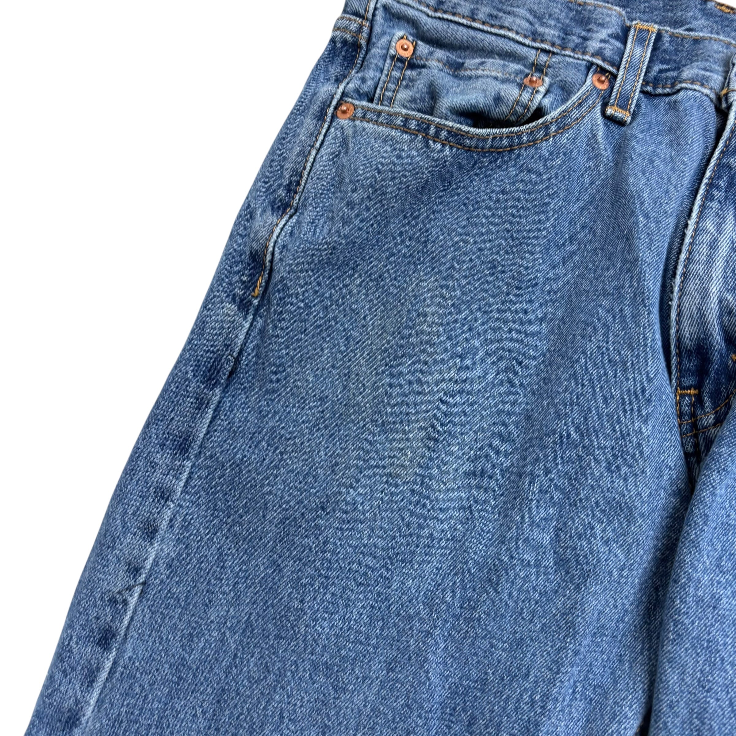 Levis 505 Jeans W33 L34 Mens Mid Blue Regular Straight Fit Denim (F)