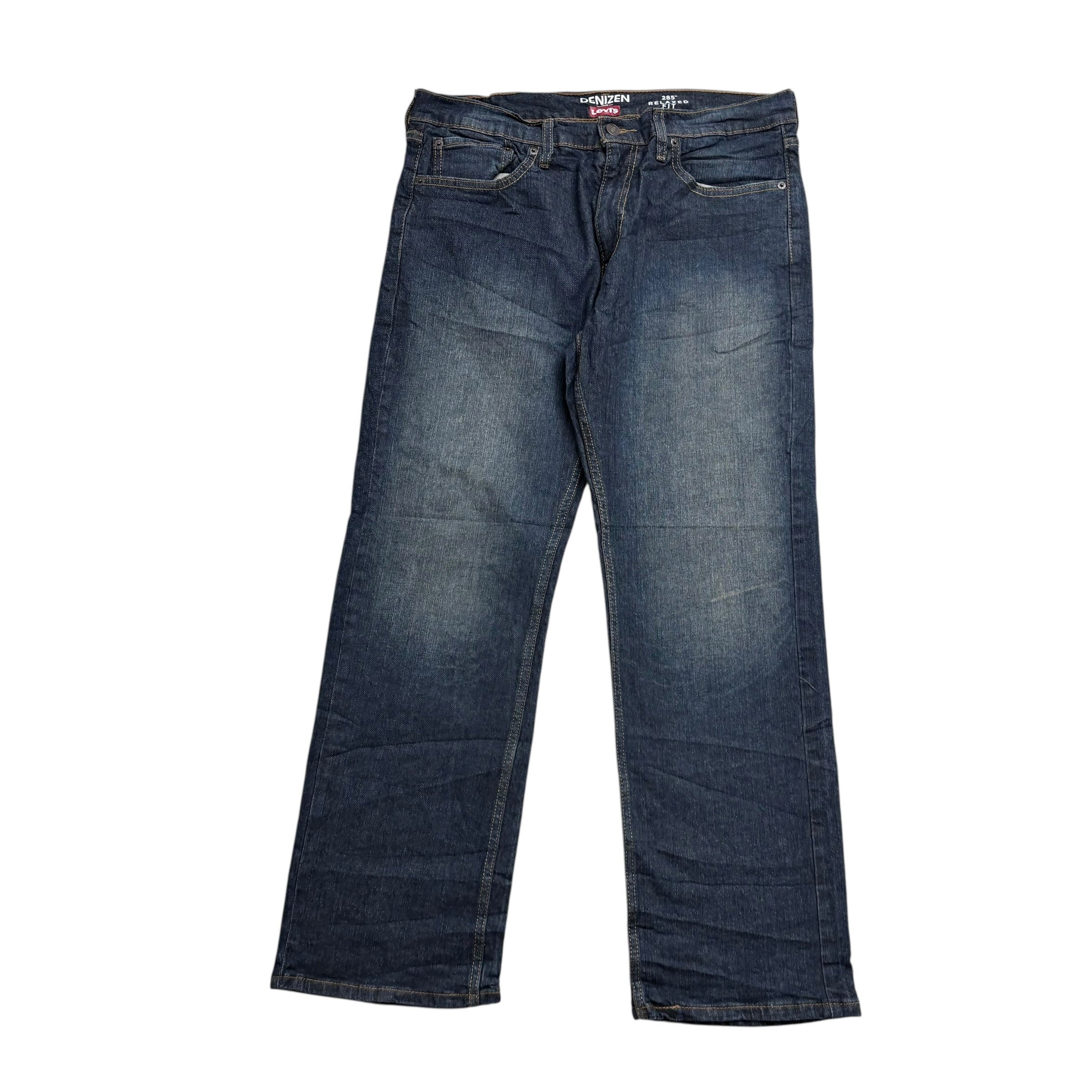 Levis Denizen Jeans W34 L30 Mens Dark Blue Relaxed Straight Stretch Denim (E)
