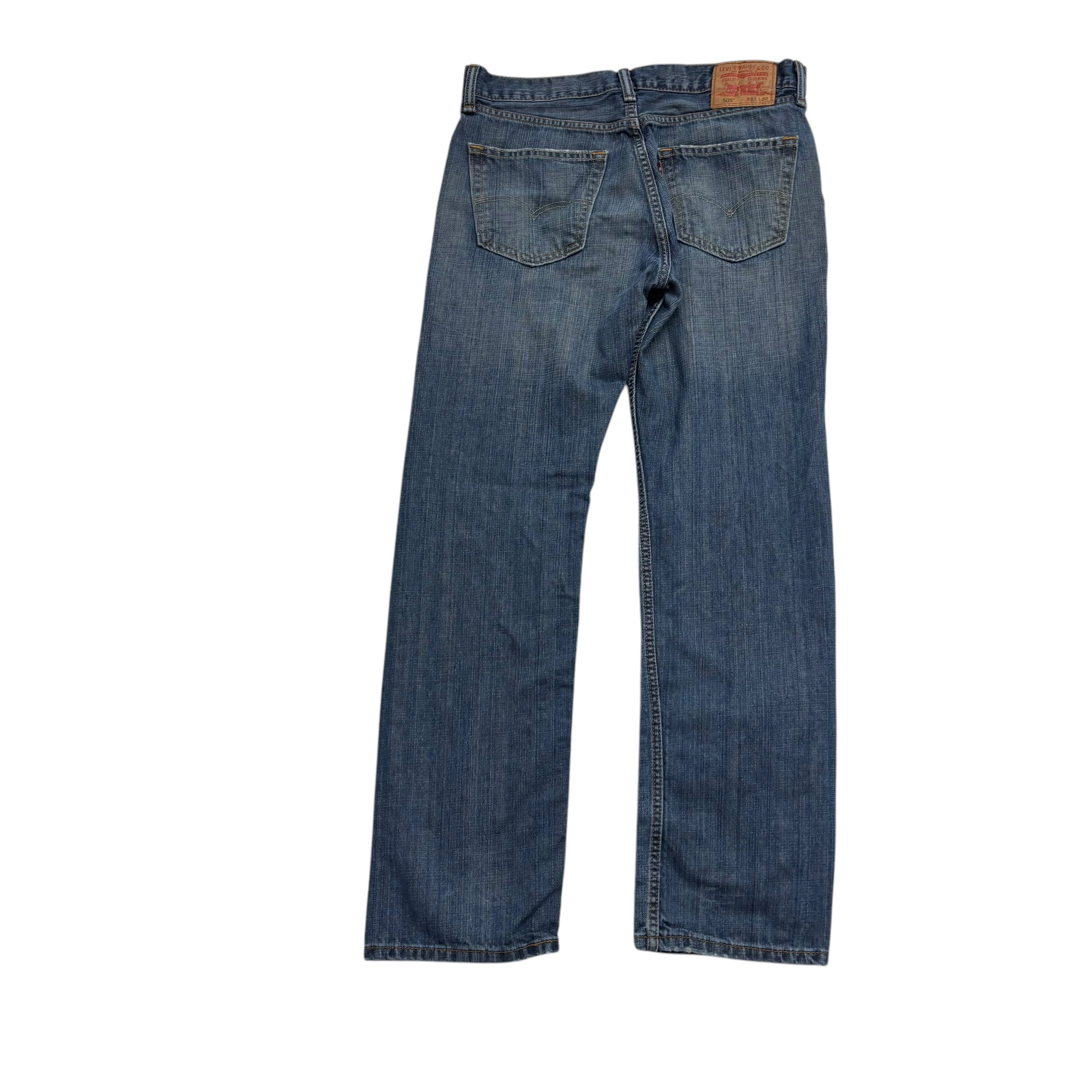 Levis 505 Jeans W33 L32 Mens Dark Blue Regular Straight Fit Vintage Denim