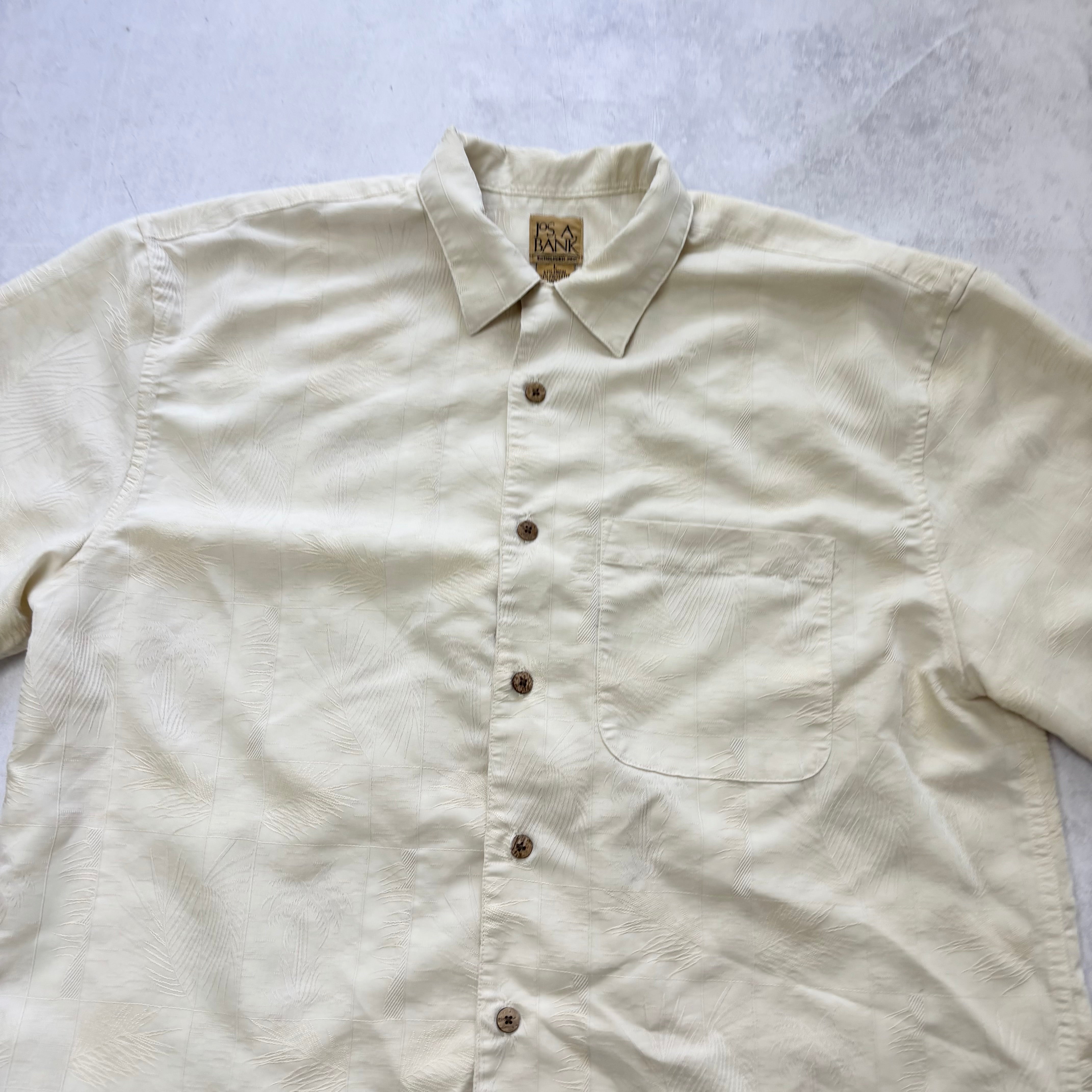 Vintage Hawaiian Shirt Mens Large Yellow Floral Short Sleeve Modal Blend (E)