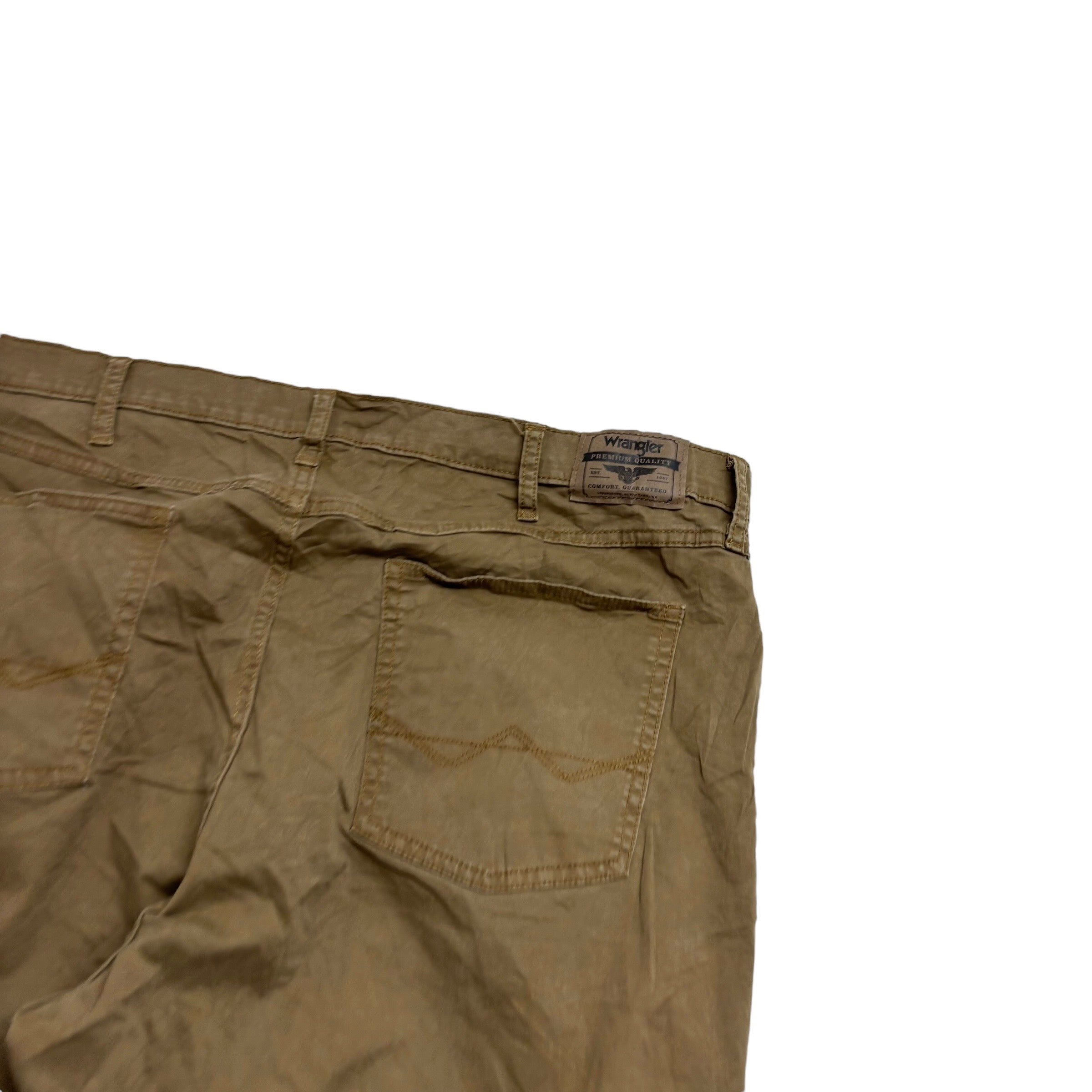 Wrangler Trousers W42 L30 Mens Brown Regular Straight Fit Stretch Pants (E)