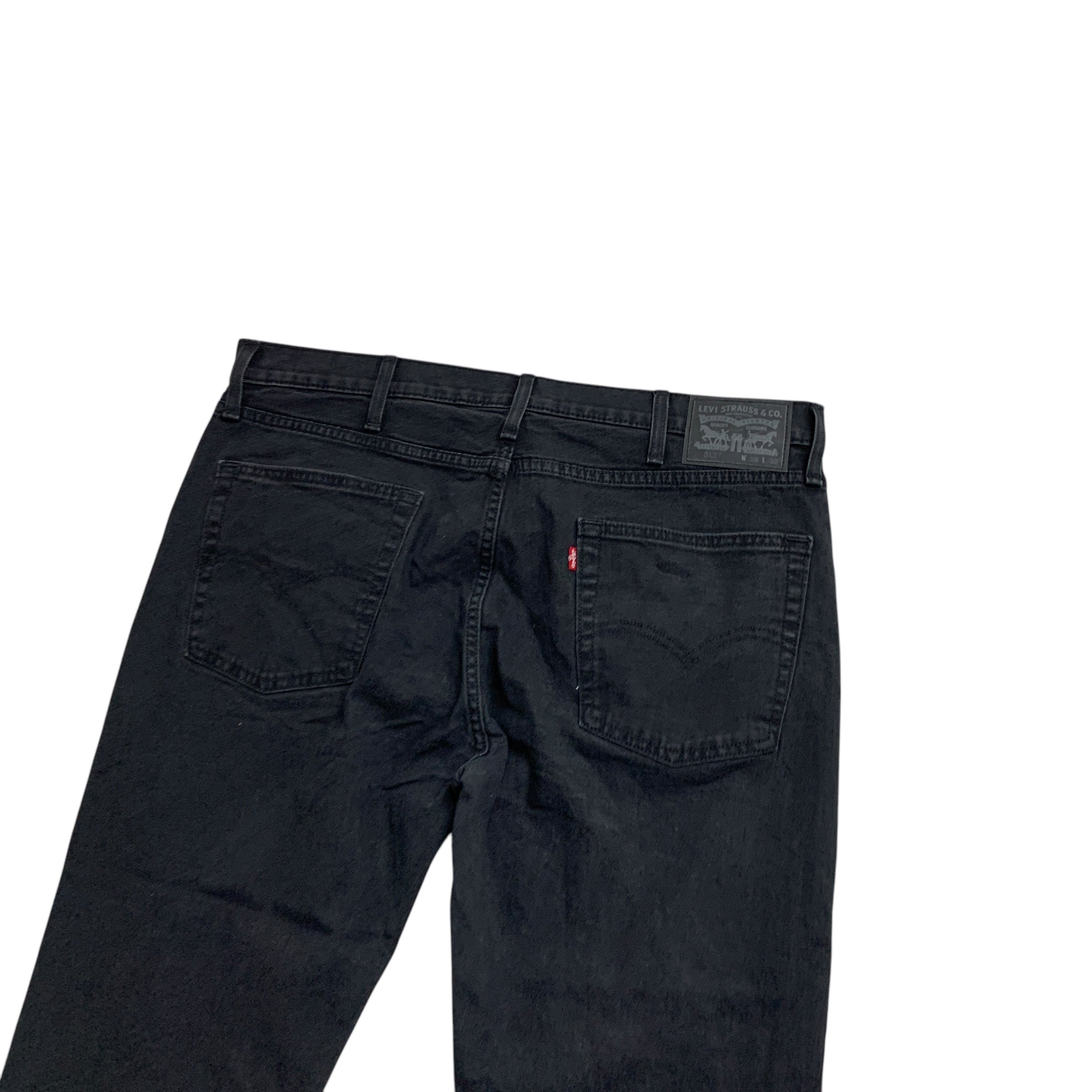 Levis 513 Jeans W38 L28 Mens Black Slim Straight Fit Stretch Denim