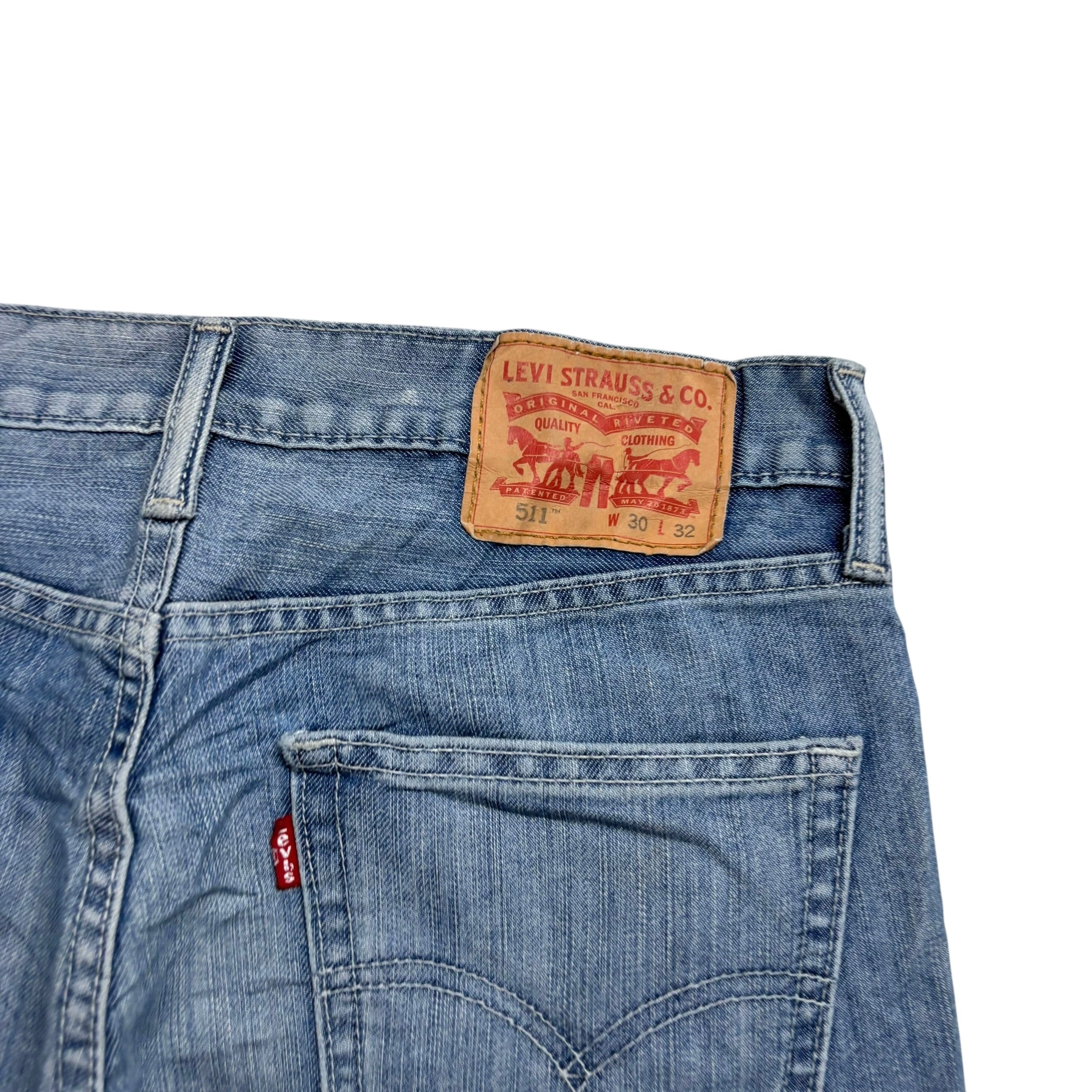 Levis 511 Jeans W30 L32 Mens Mid Blue Slim Fit Denim (E)