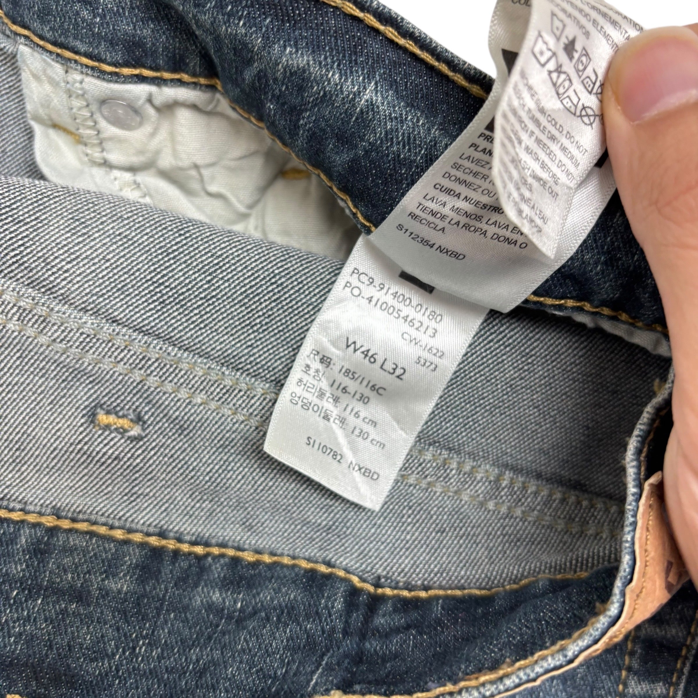 Levis Signature Jeans W46 L32 Mens Dark Blue Regular Straight Stretch Denim (E)