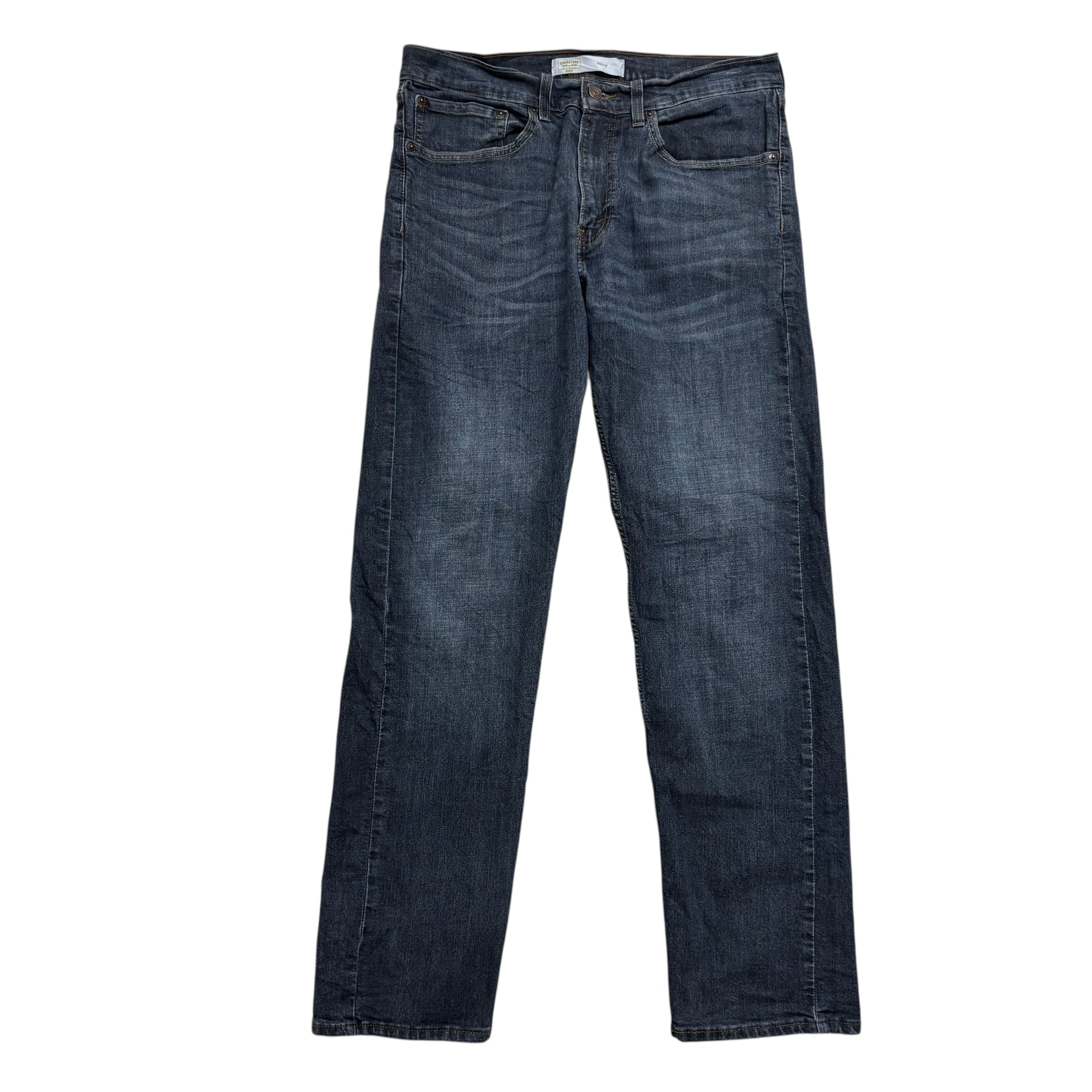 Levis Signature Jeans W34 L33 Mens Dark Blue Regular Straight Stretch Denim (E)