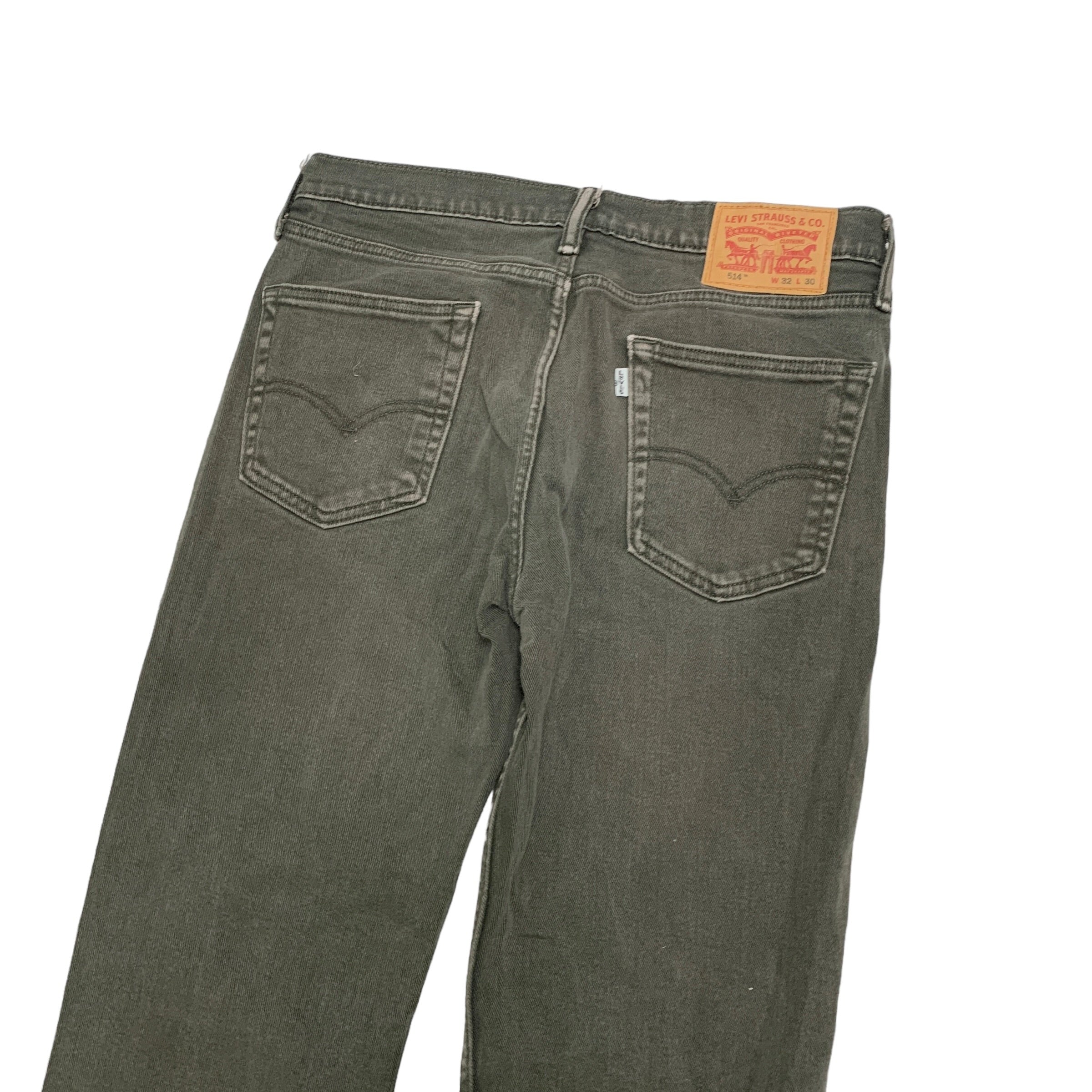 Levis 514 Jeans W32 L30 Mens Forest Green Regular Straight Fit Stretch Denim