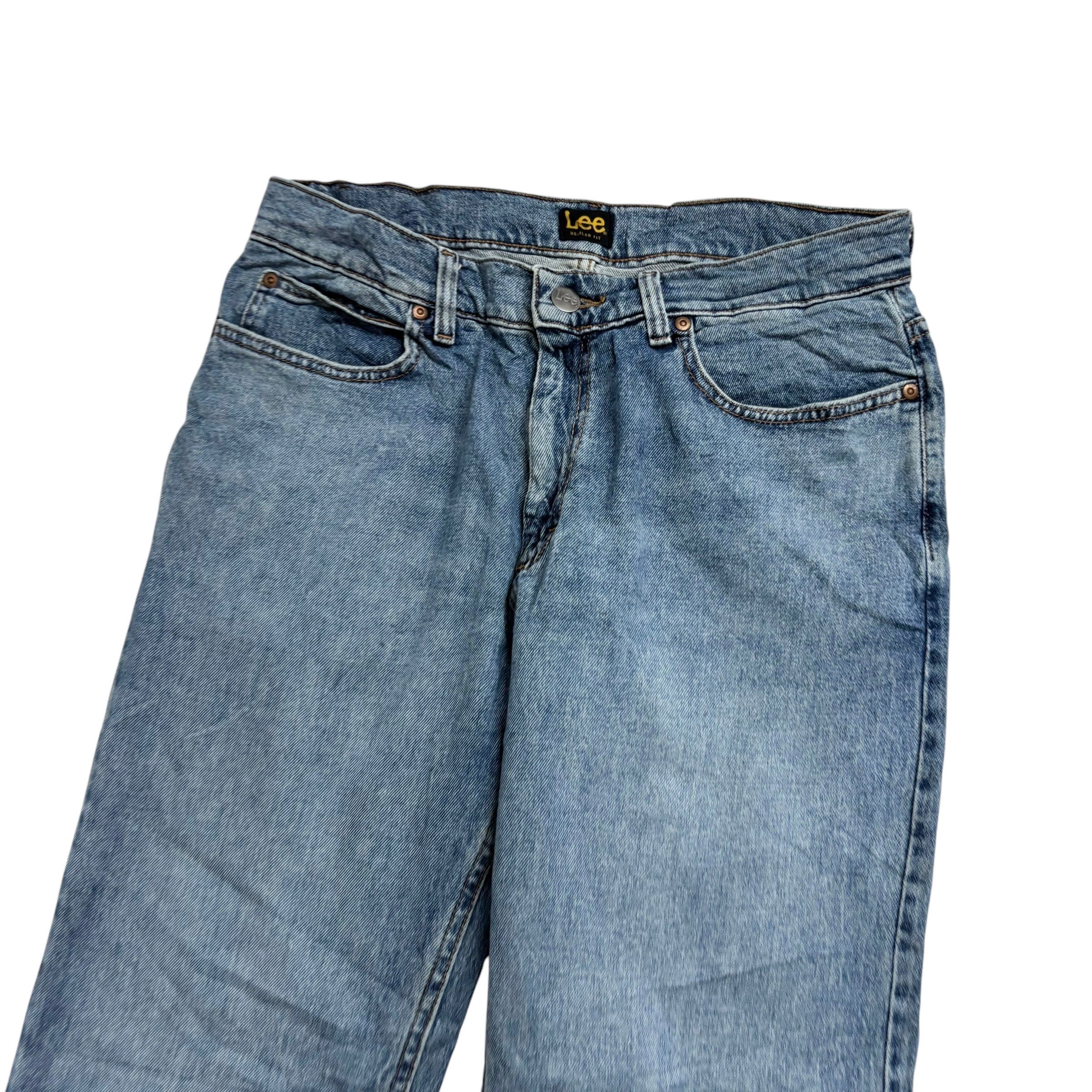 Lee Jeans W32 L32 Mens Mid Blue Regular Straight Fit Stretch Denim (E)