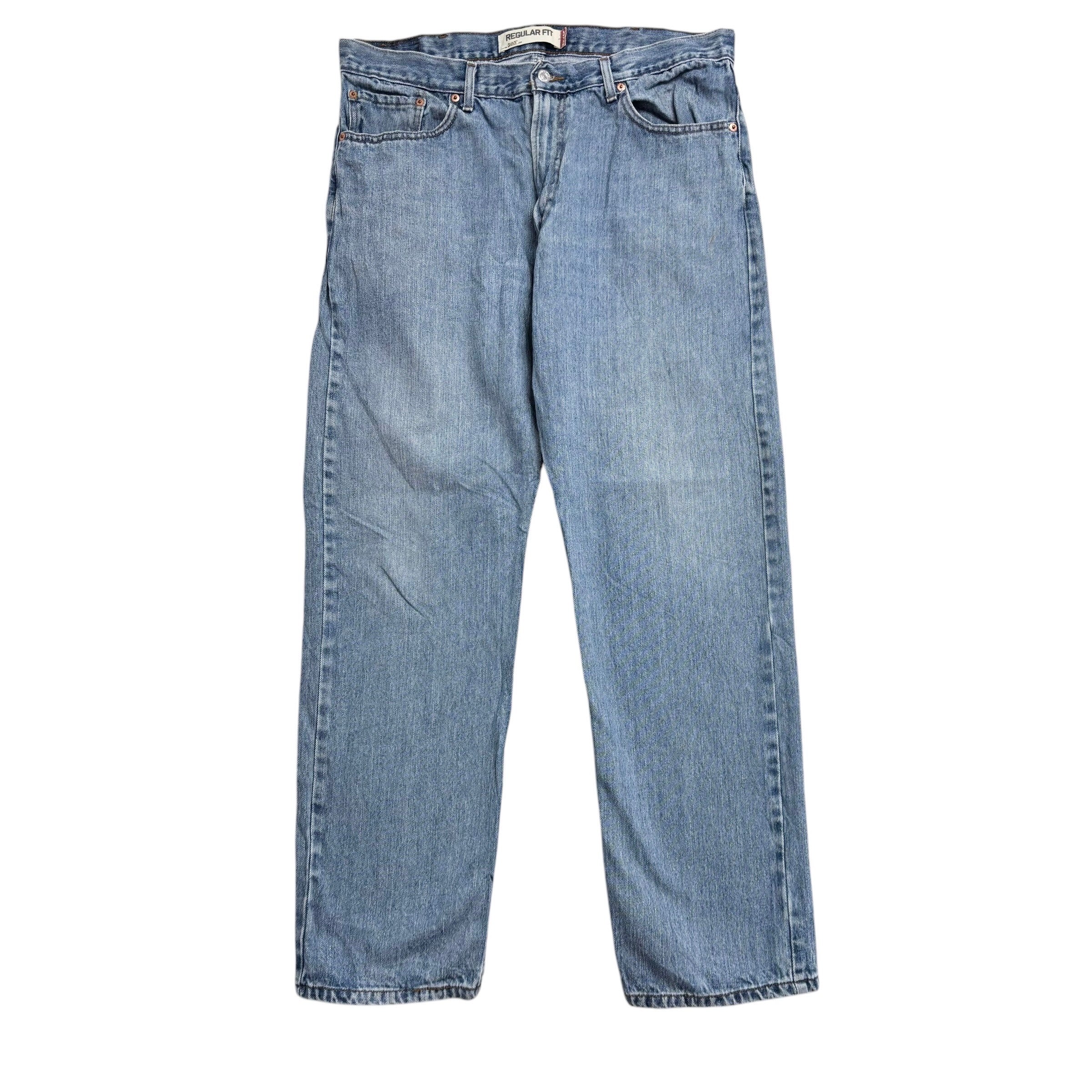 Levis 505 Jeans W38 L32 Mens Light Blue Regular Straight Fit Vintage Denim (E)