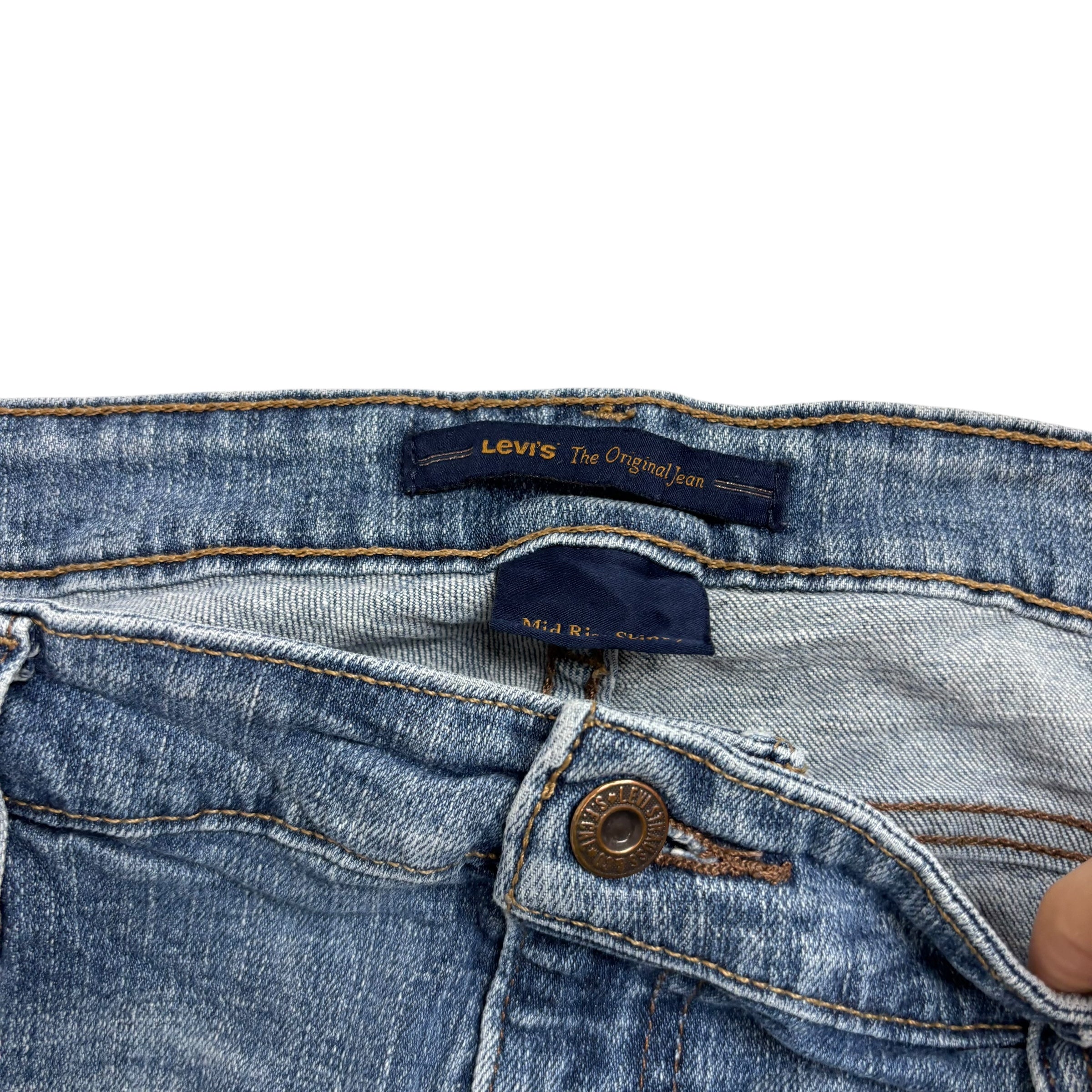 Levis Skinny Jeans W34 L31 Womens Mid Rise Mid Blue Vintage Stretch Denim (E)