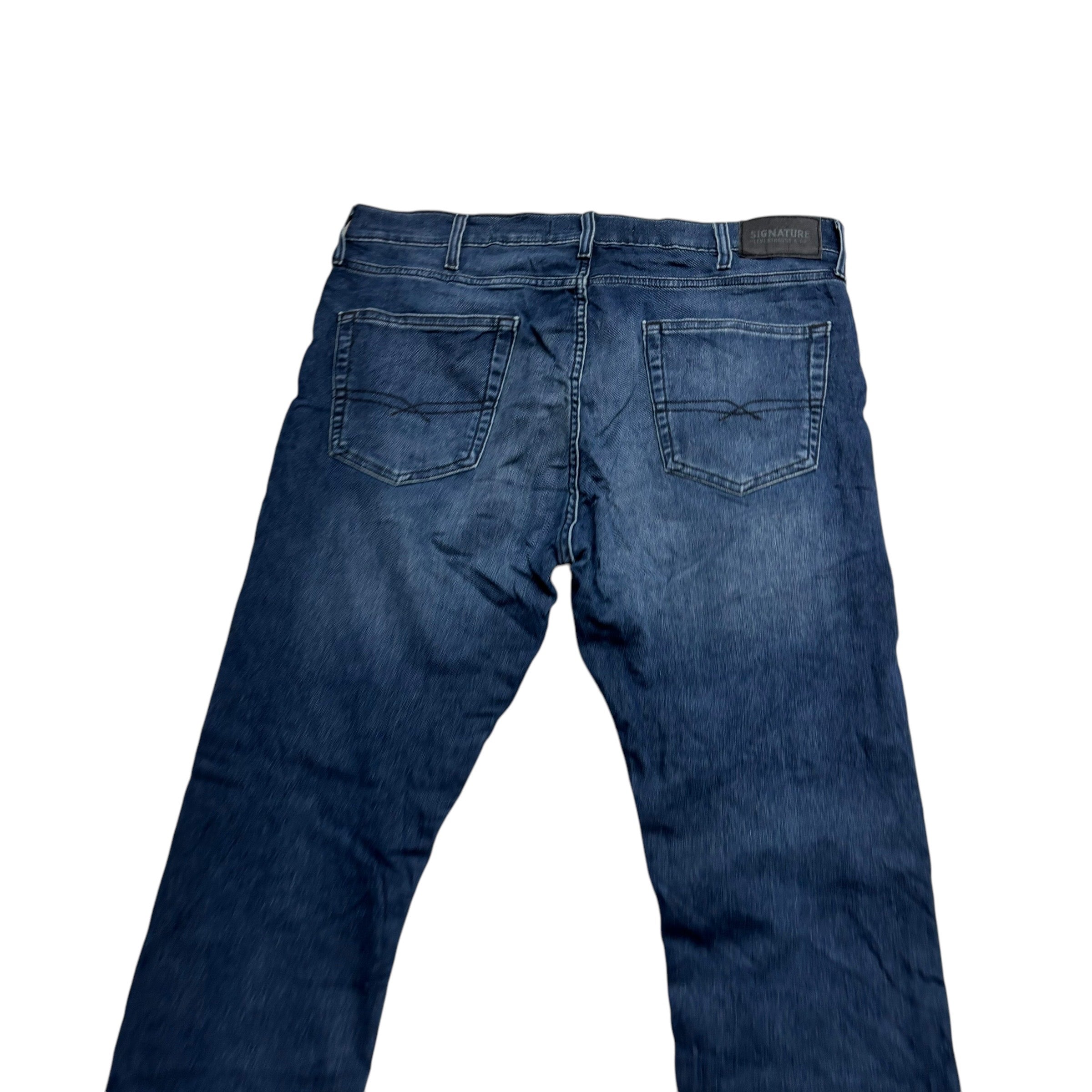 Levis Signature Jeans W38 L32 Mens Navy Blue Regular Tapered Fit Stretch (E)
