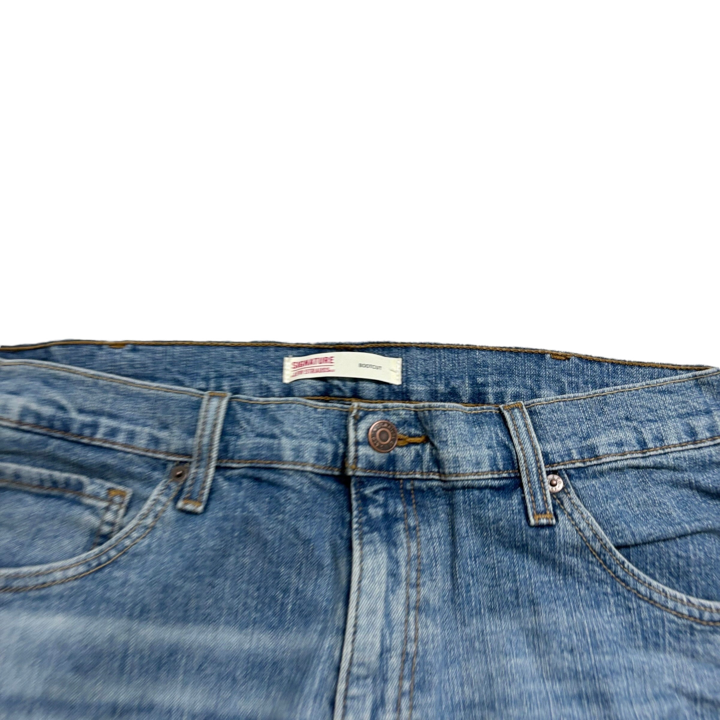 Levis Signature Jeans W36 L32 Mens Mid Blue Regular Bootcut Fit Stretch (E)