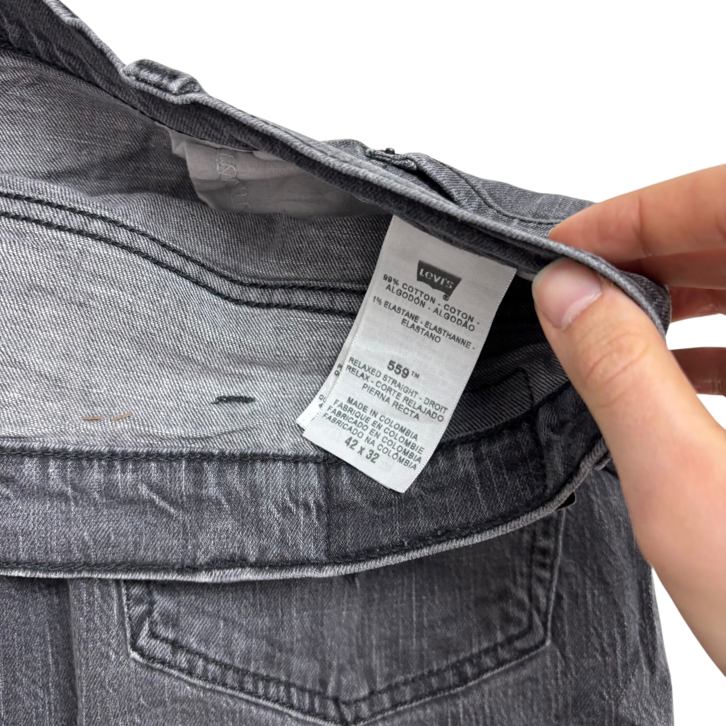Levis 559 Jeans W40 L32 Mens Grey Relaxed Straight Fit Stretch Vintage Denim