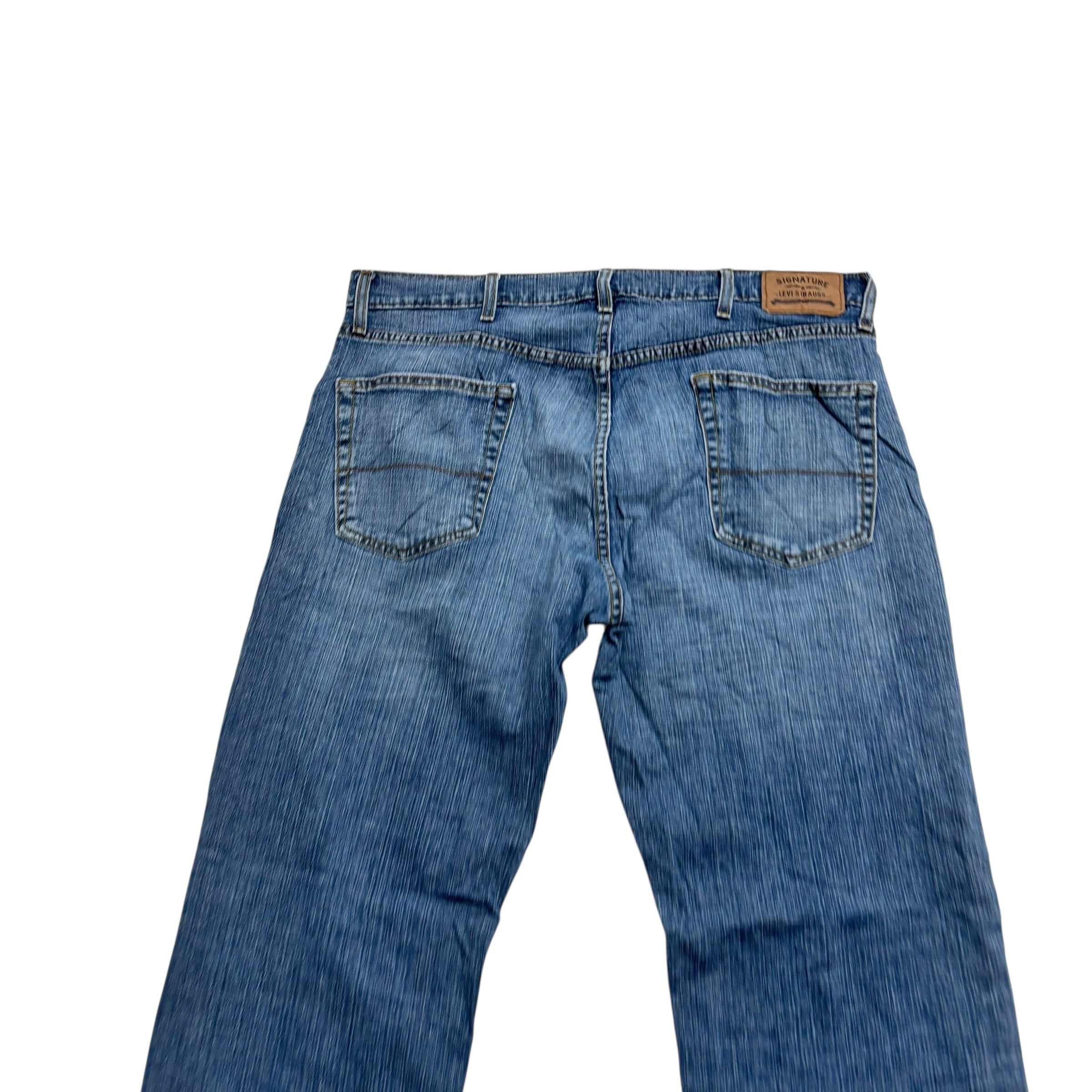 Levis Signature Jeans W38 L34 Mens Mid Blue Relaxed Straight Fit Stretch (E)