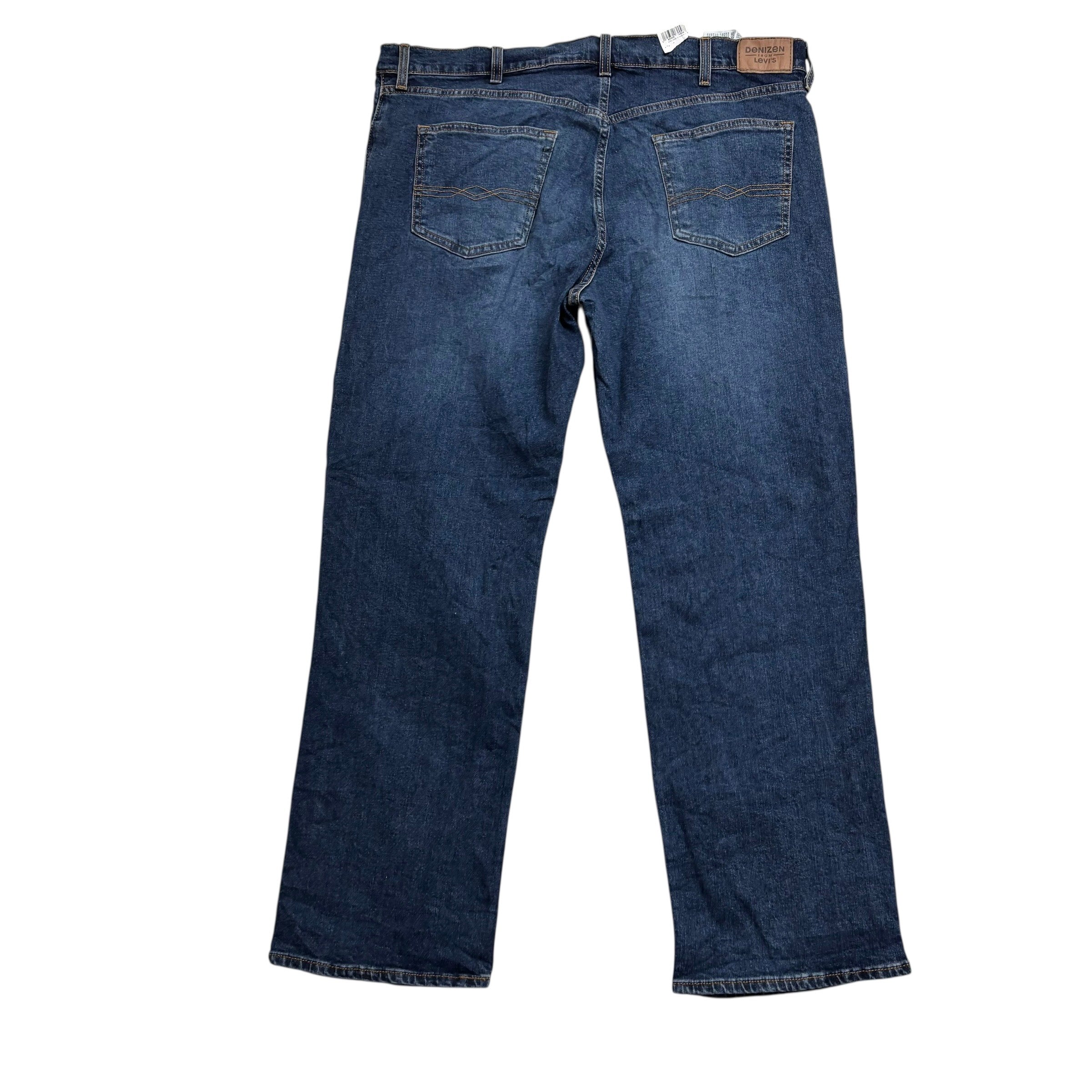 Levis Denizen Jeans W40 L32 Mens Dark Blue Relaxed Straight Stretch Denim (E)