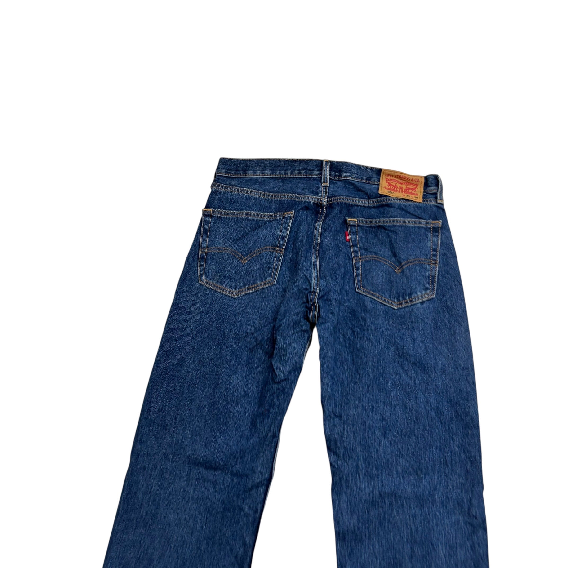 Levis 505 Jeans W33 L36 Mens Mid Blue Regular Straight Fit Denim (E)