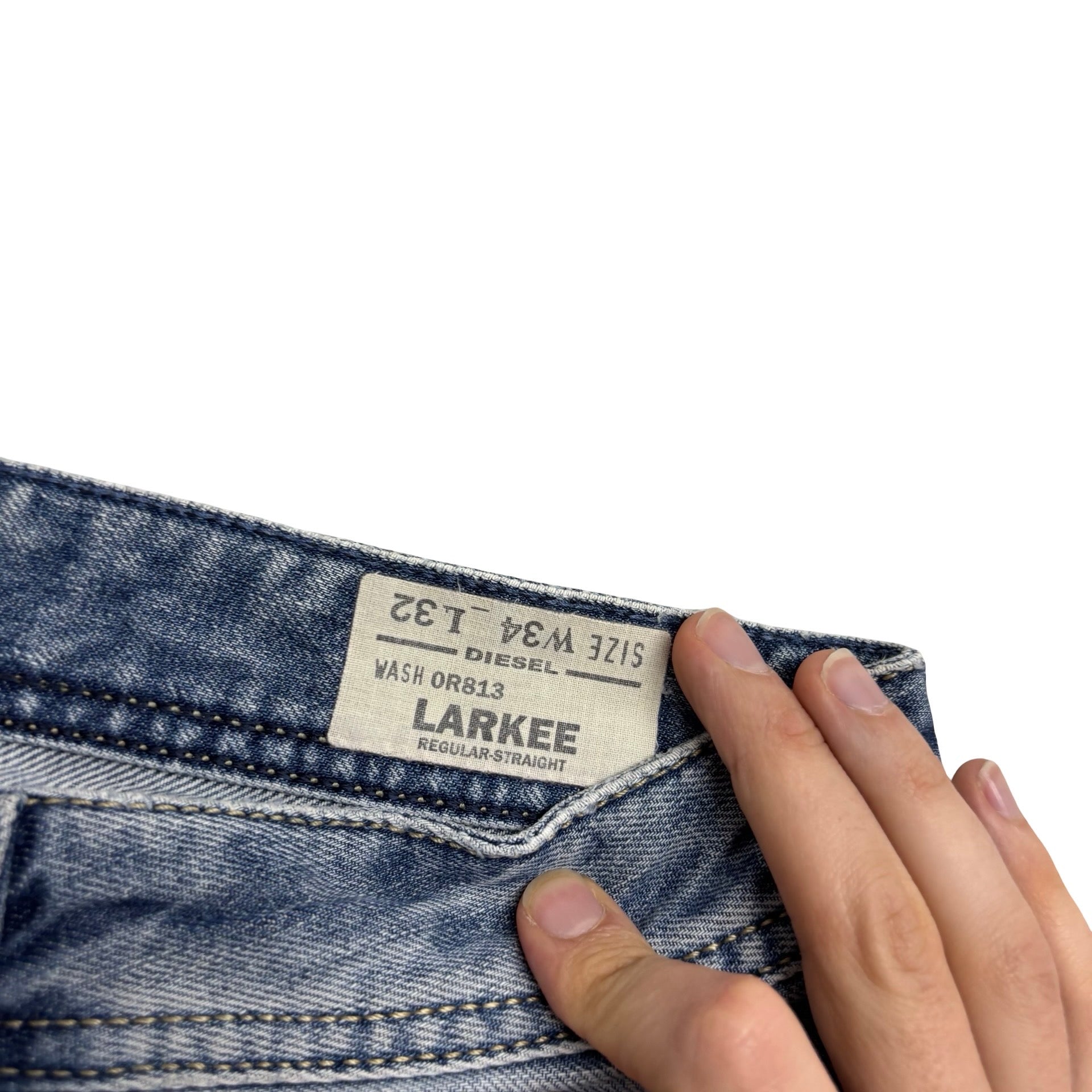 Diesel Larkee Jeans W34 L33 Mens Mid Blue Regular Straight Fit Denim (F)